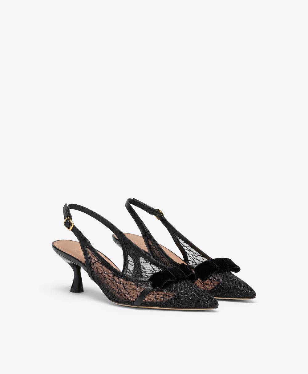 Jama 45 Black Glitter Slingbacks Malone Souliers