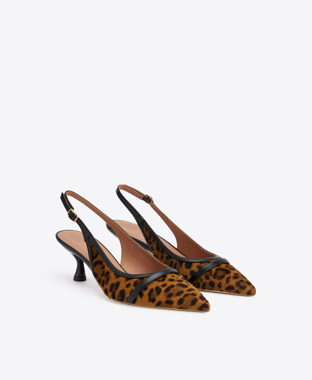 Jama 45 Leopard-print Calf Hair Slingbacks