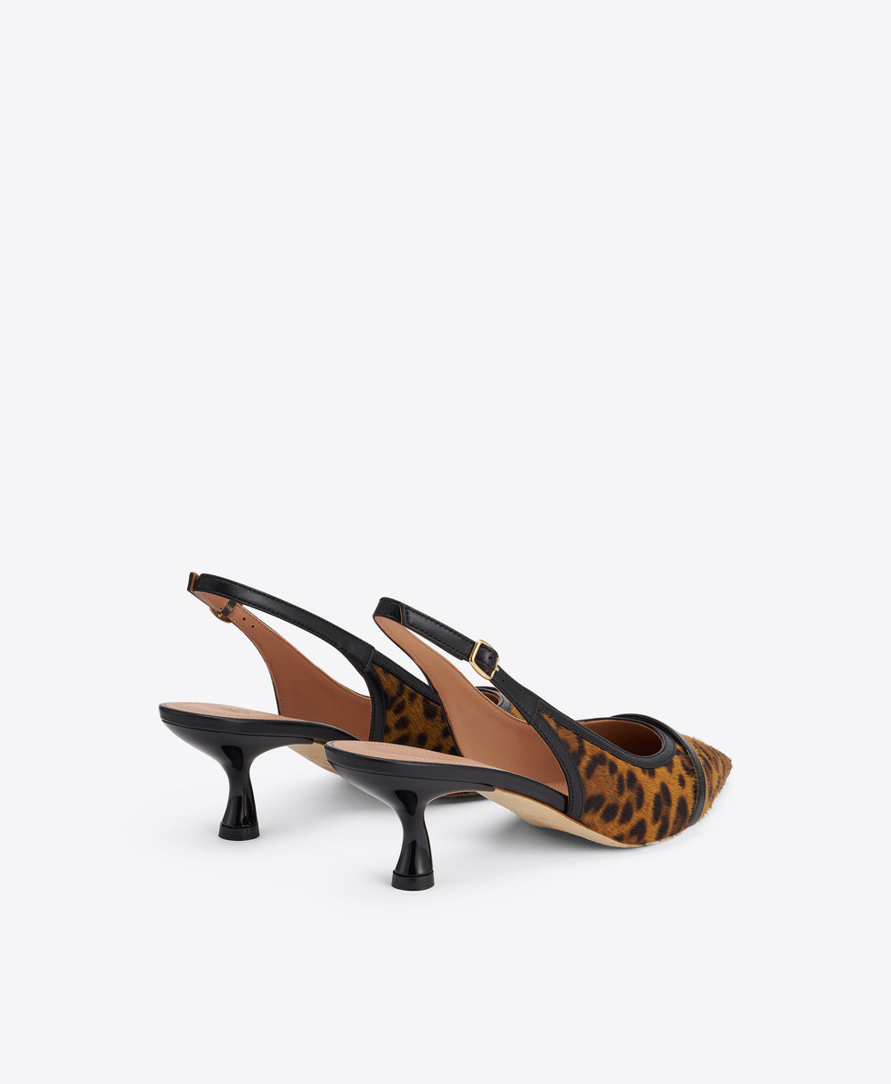 Jama 45 Leopard-print Calf Hair Slingbacks