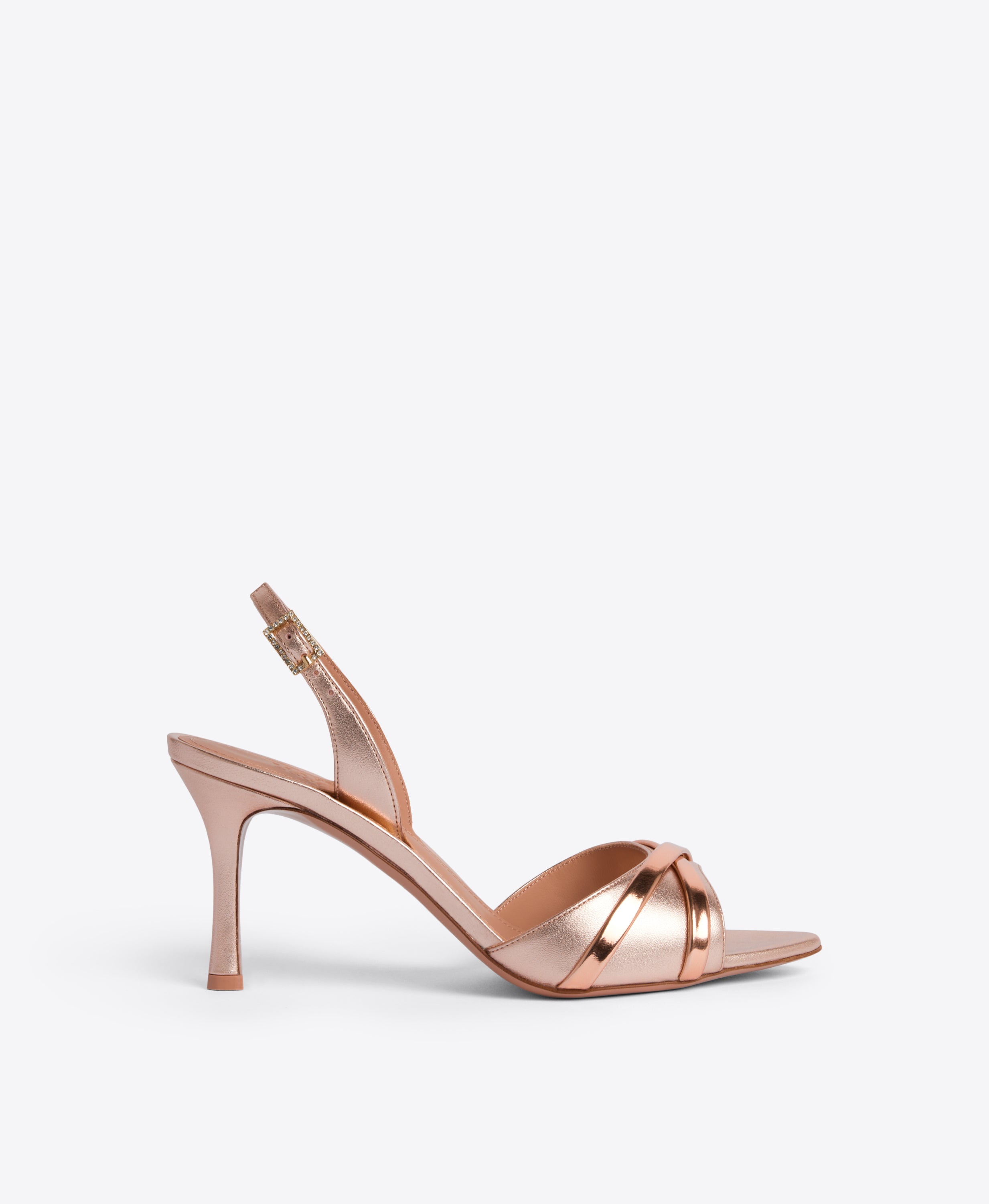 Jayce Sandals in Rose-Gold Metallic Leather 80mm Heel Malone