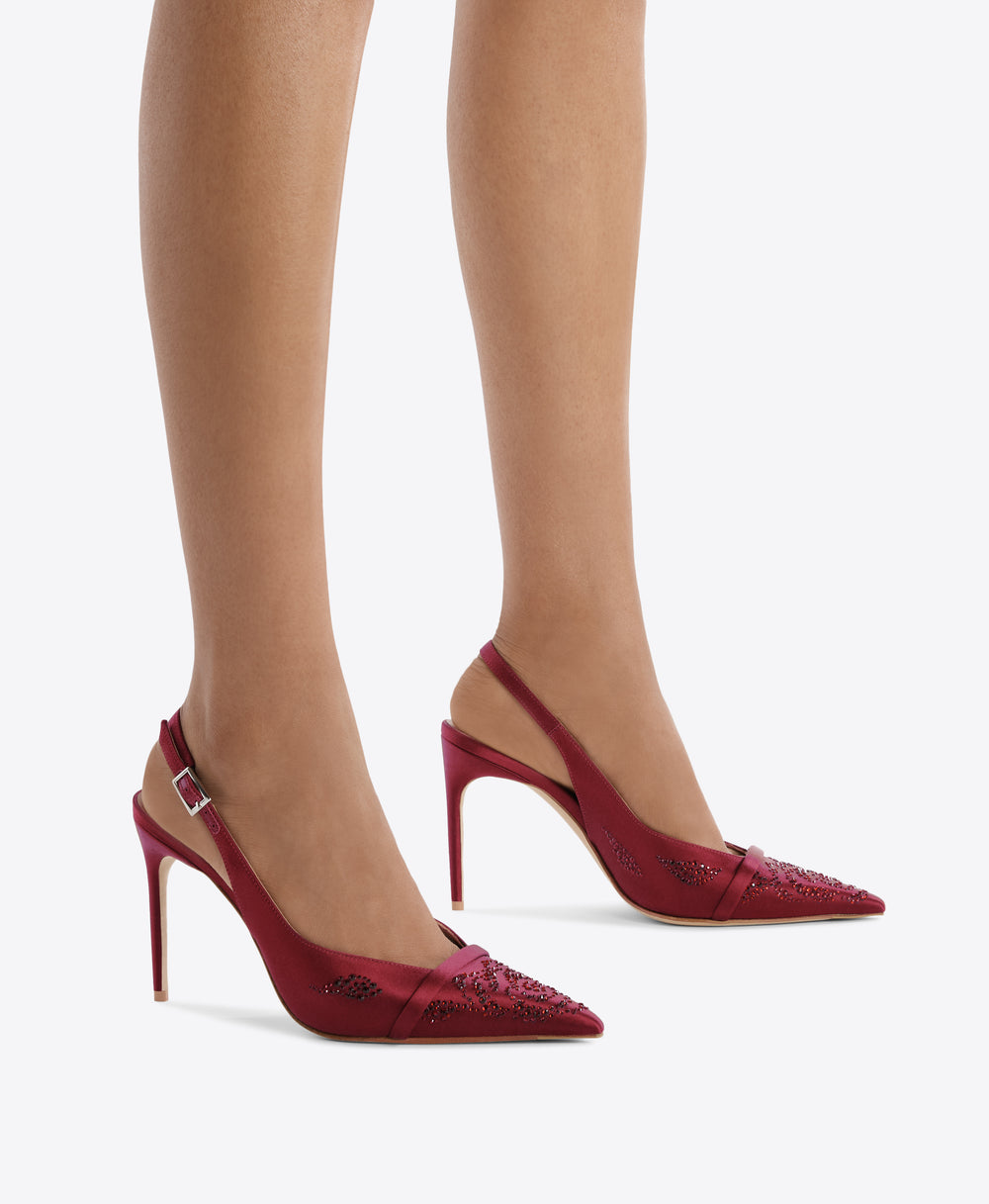 Jazz 90 Red Satin Crystal Slingbacks Malone Souliers