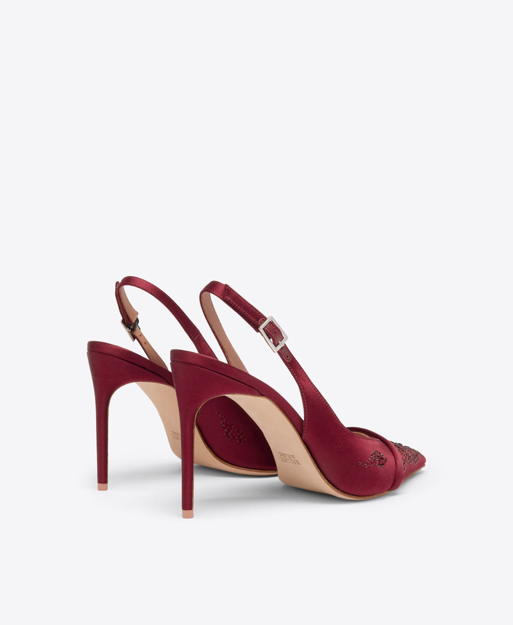 Jazz 90 Red Satin Crystal Slingbacks Malone Souliers