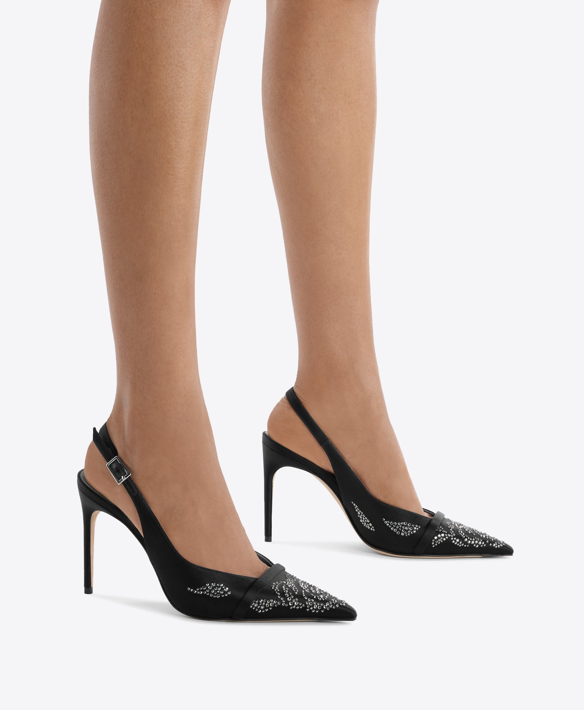 Jazz 90 Black Satin Slingbacks Malone Souliers