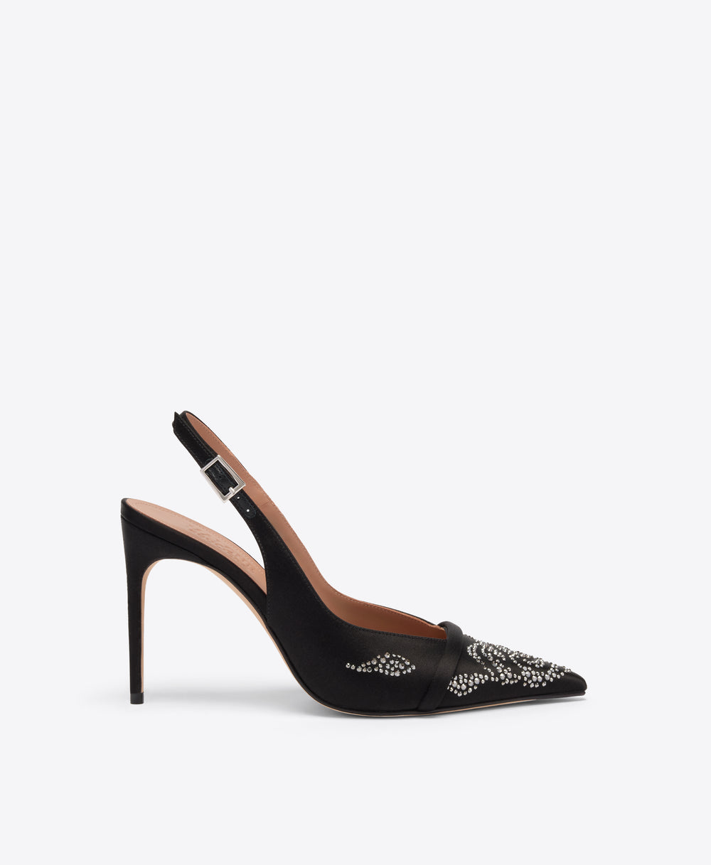 Jazz 90 Black Satin Slingbacks Malone Souliers