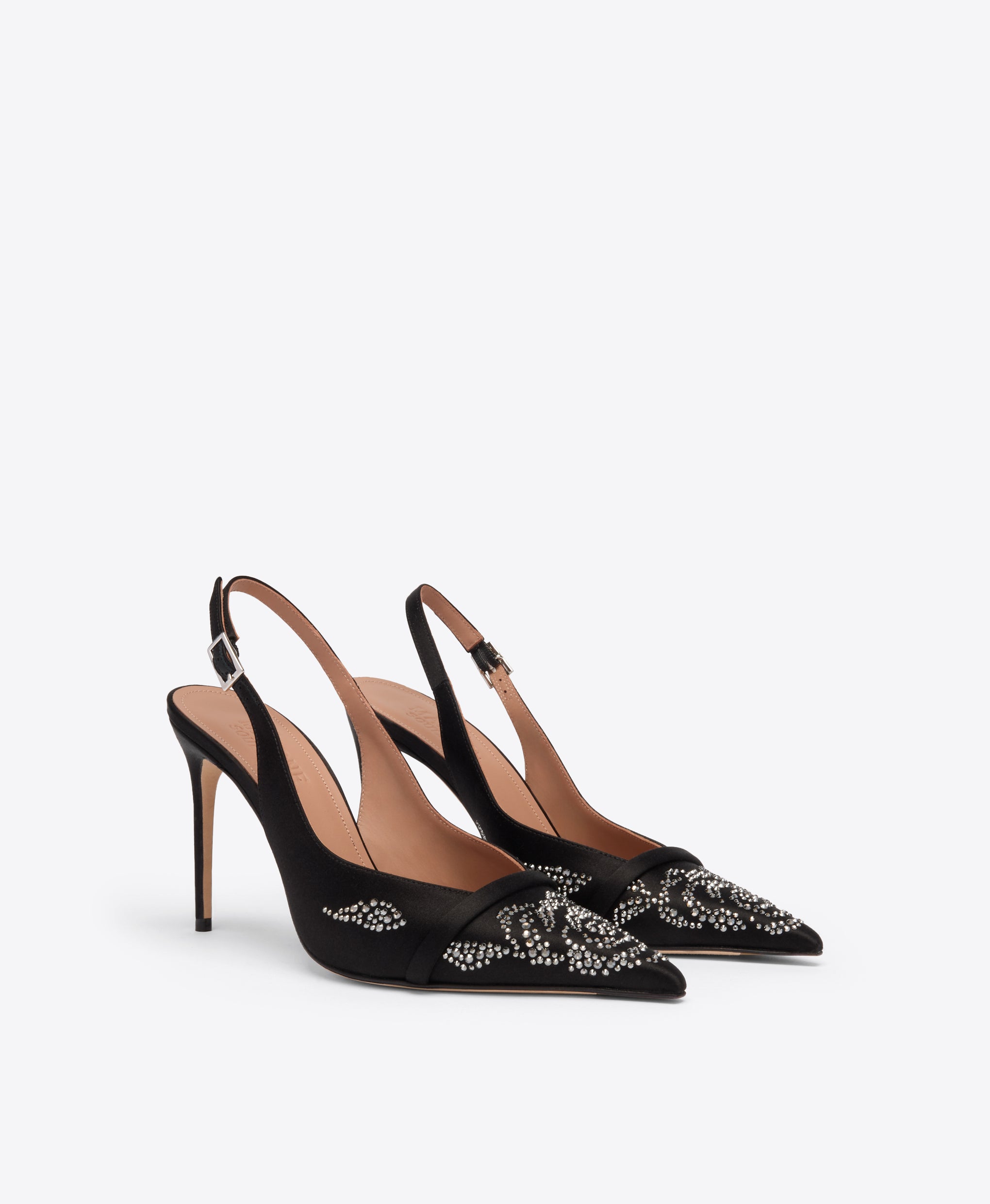Jazz 90 Black Satin Slingbacks Malone Souliers