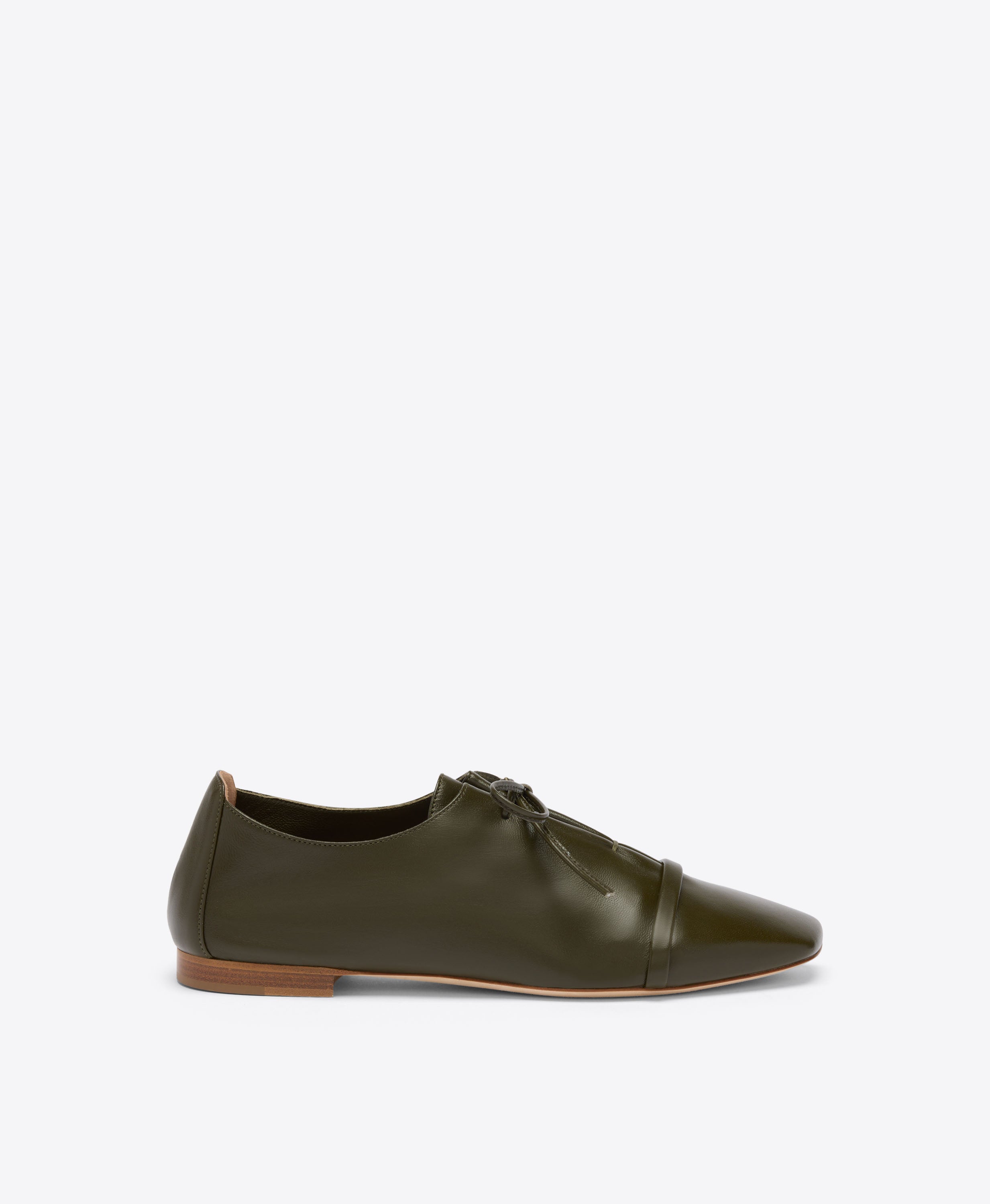 Jean Dark Green Leather Flats