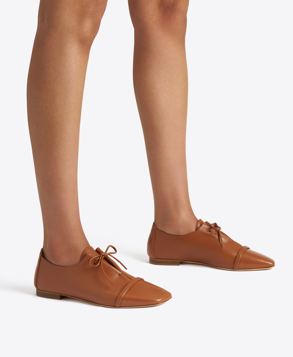 Jean Brown Leather Flats Malone Souliers