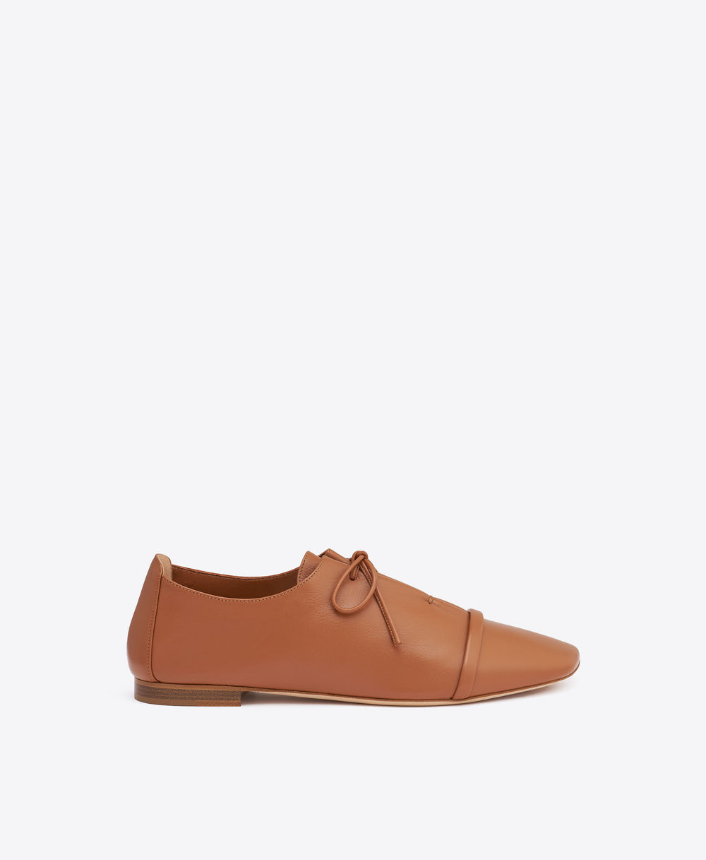 Jean Brown Leather Flats Malone Souliers
