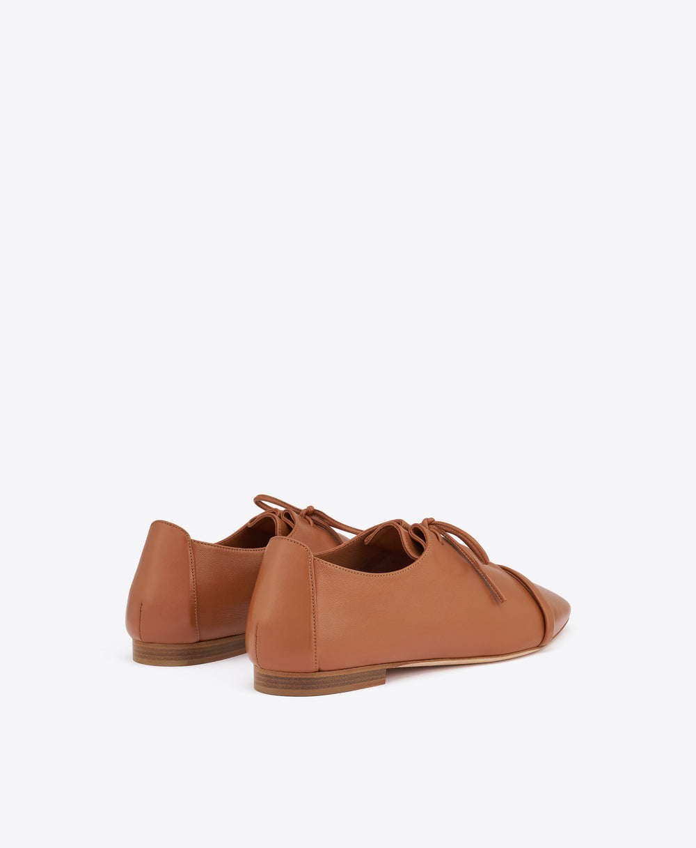Jean Brown Leather Flats Malone Souliers