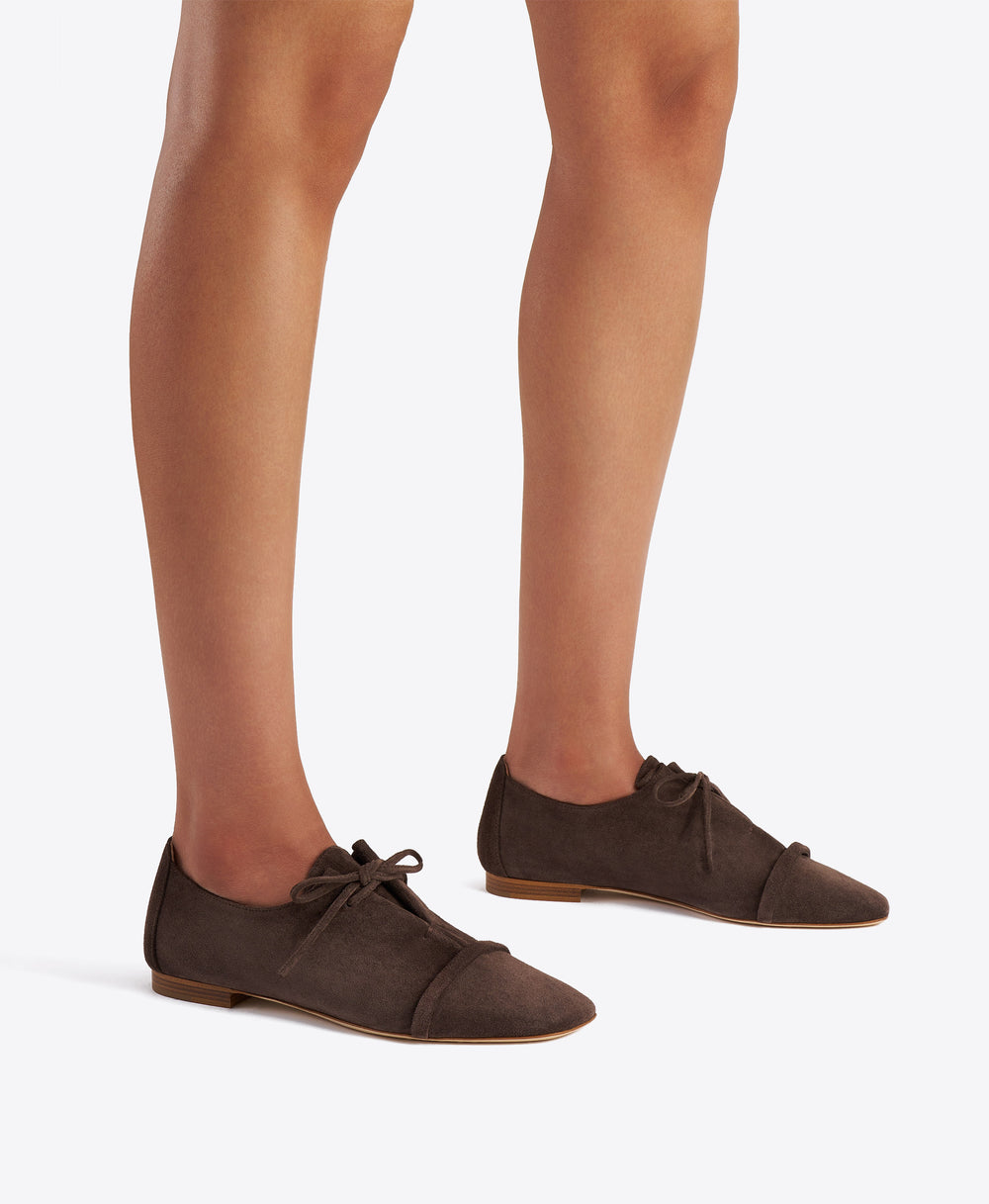Jean Dark Brown Suede Flats