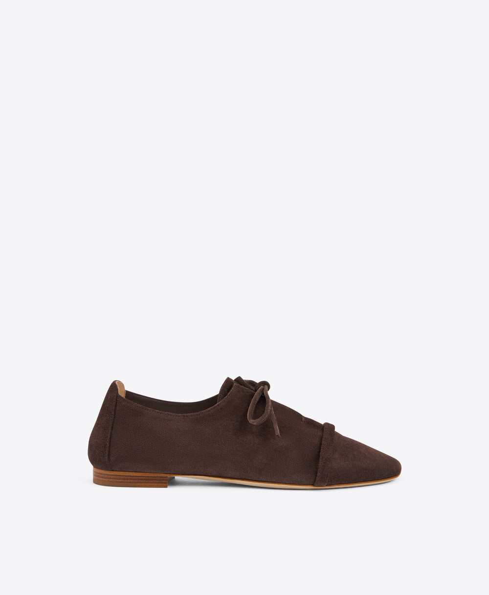 Jean Dark Brown Suede Flats