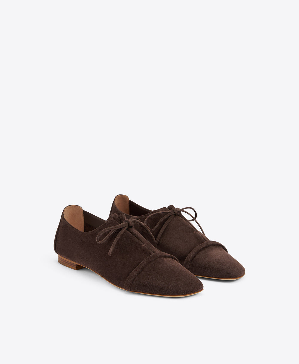 Jean Dark Brown Suede Flats