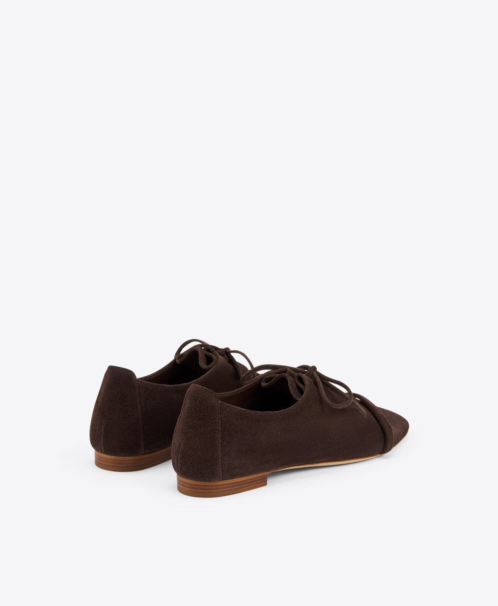 Jean Dark Brown Suede Flats