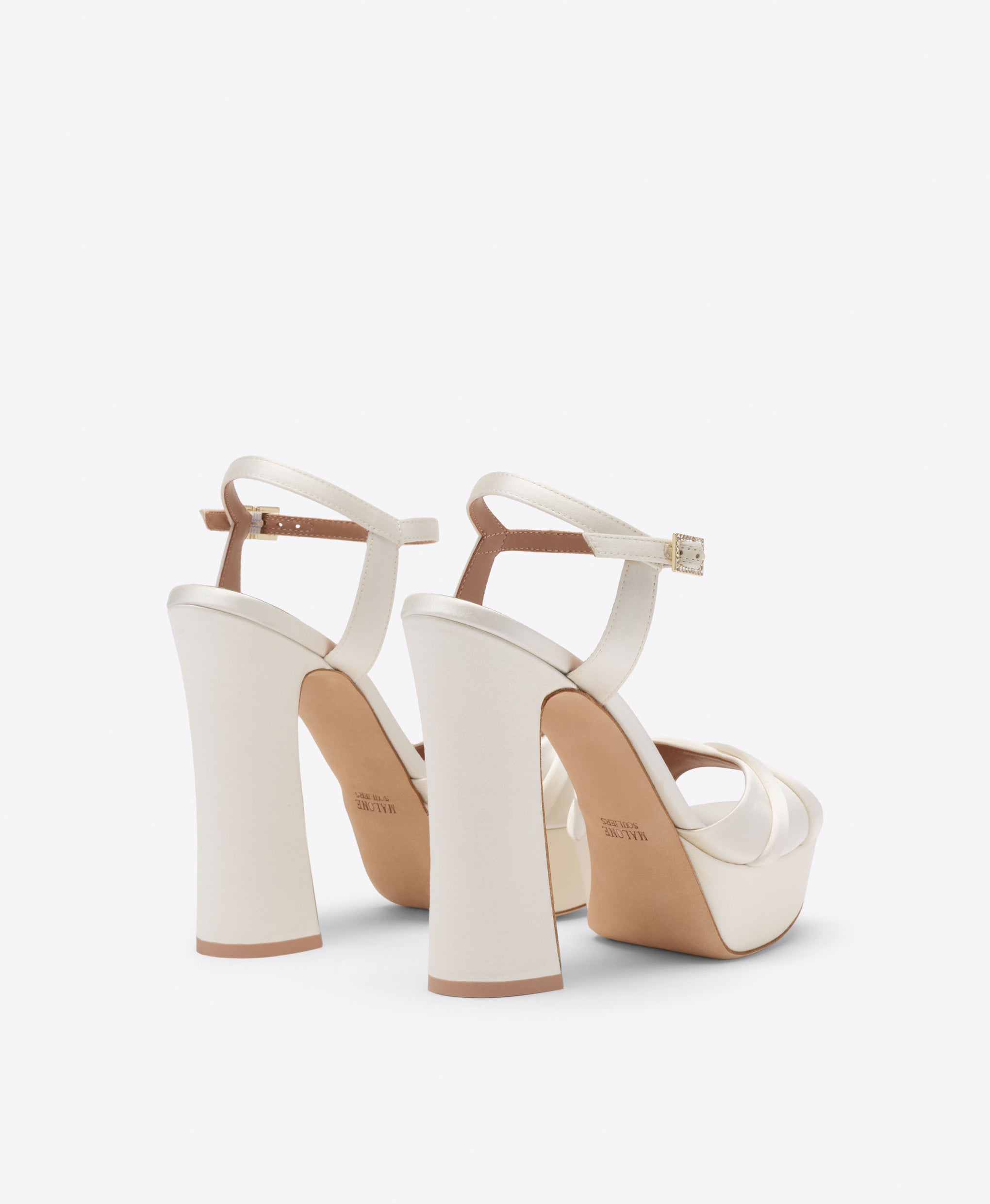 Malone Souliers Bridal Keaton 125 White Satin Platform Sandals