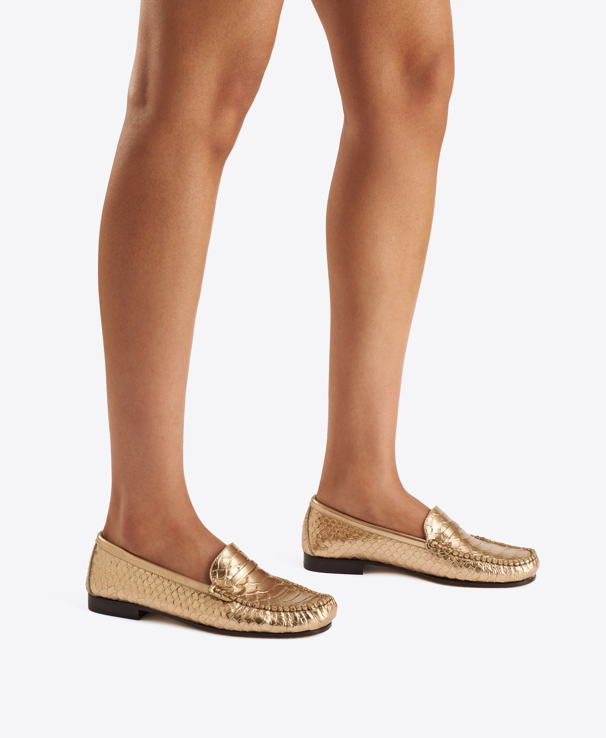 Malone Souliers | Knightsbridge Gold Embossed Leather Loafers