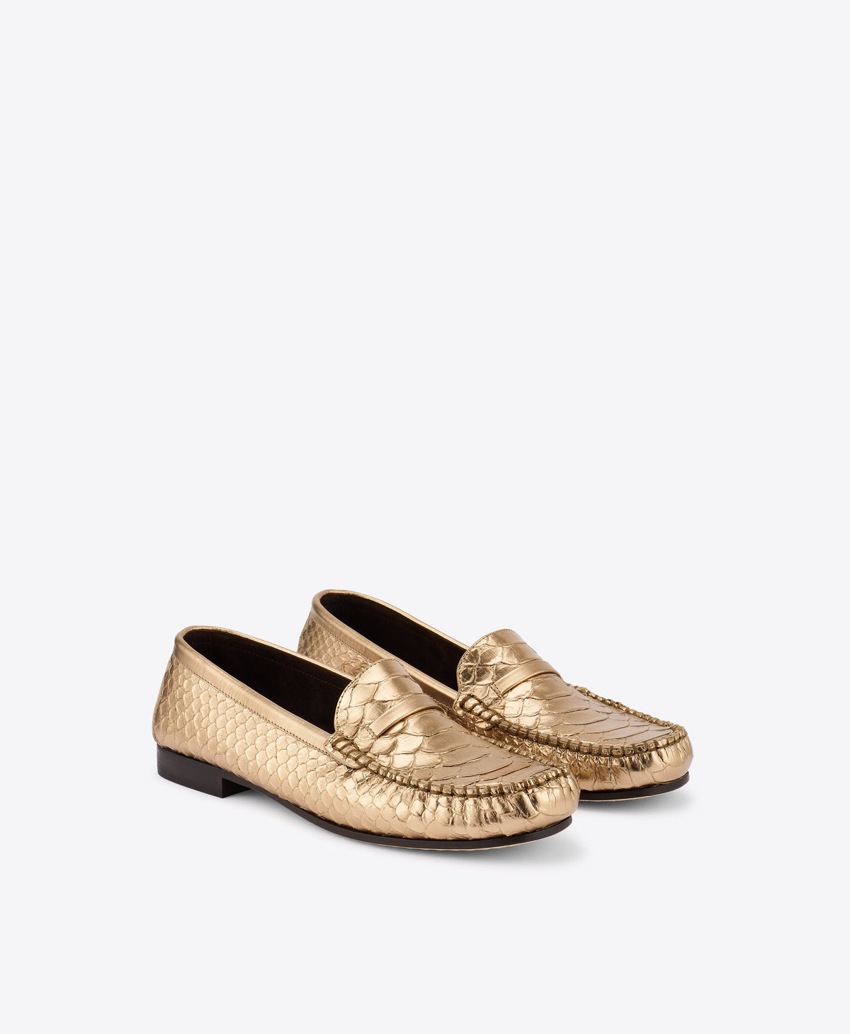 Malone Souliers | Knightsbridge Gold Embossed Leather Loafers