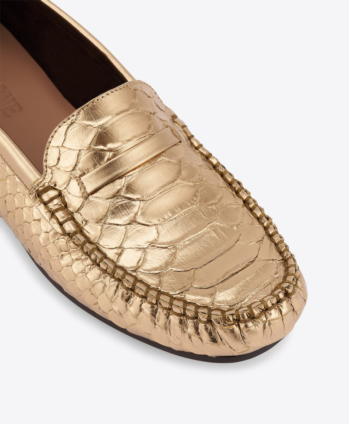 Malone Souliers | Knightsbridge Gold Embossed Leather Loafers
