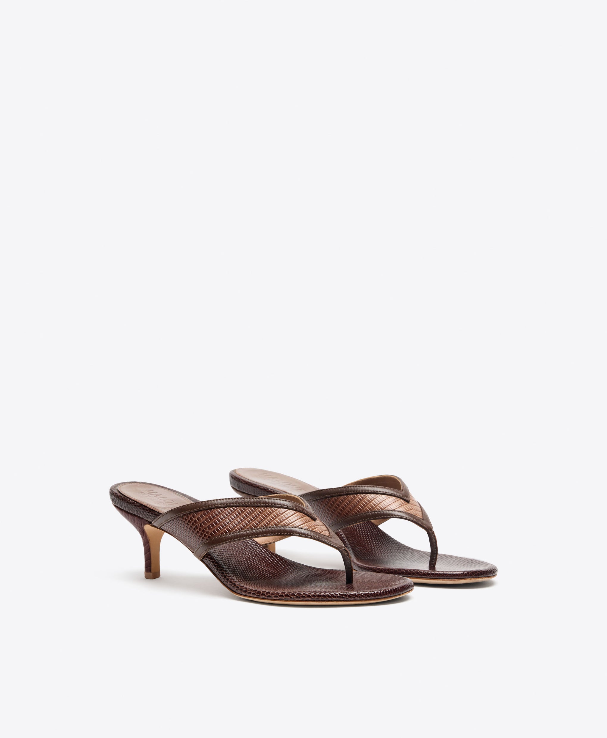 Koko 45 Brown Gradient Embossed Leather Thong Sandals Malone Souliers