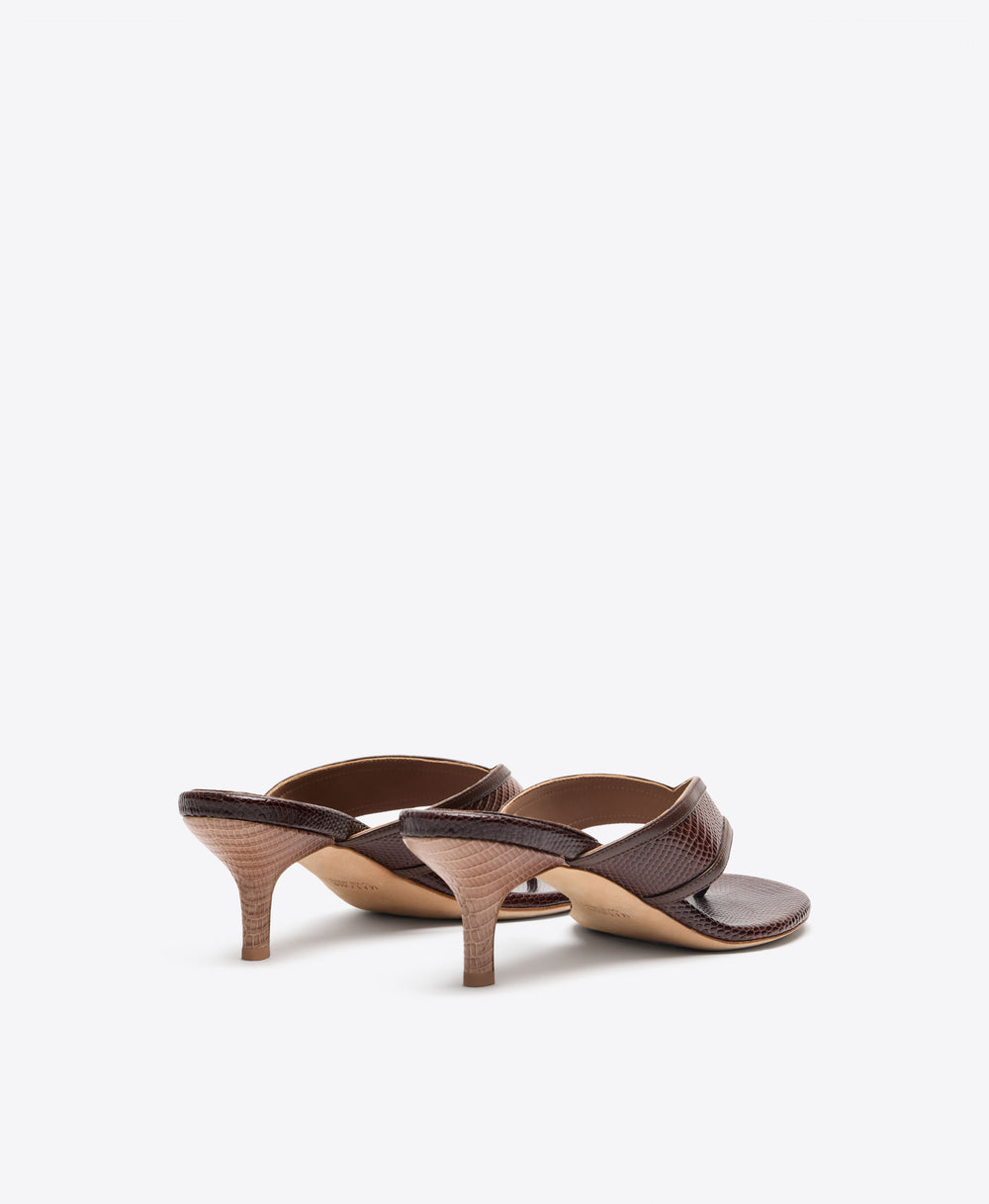 Koko 45 Brown Gradient Embossed Leather Thong Sandals Malone Souliers