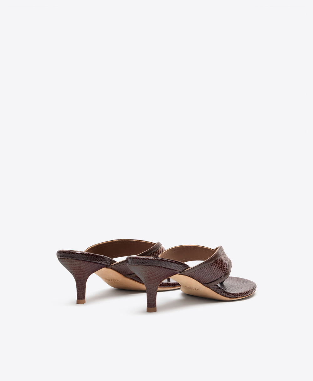 Koko 45 Brown Gradient Embossed Leather Thong Sandals Malone Souliers