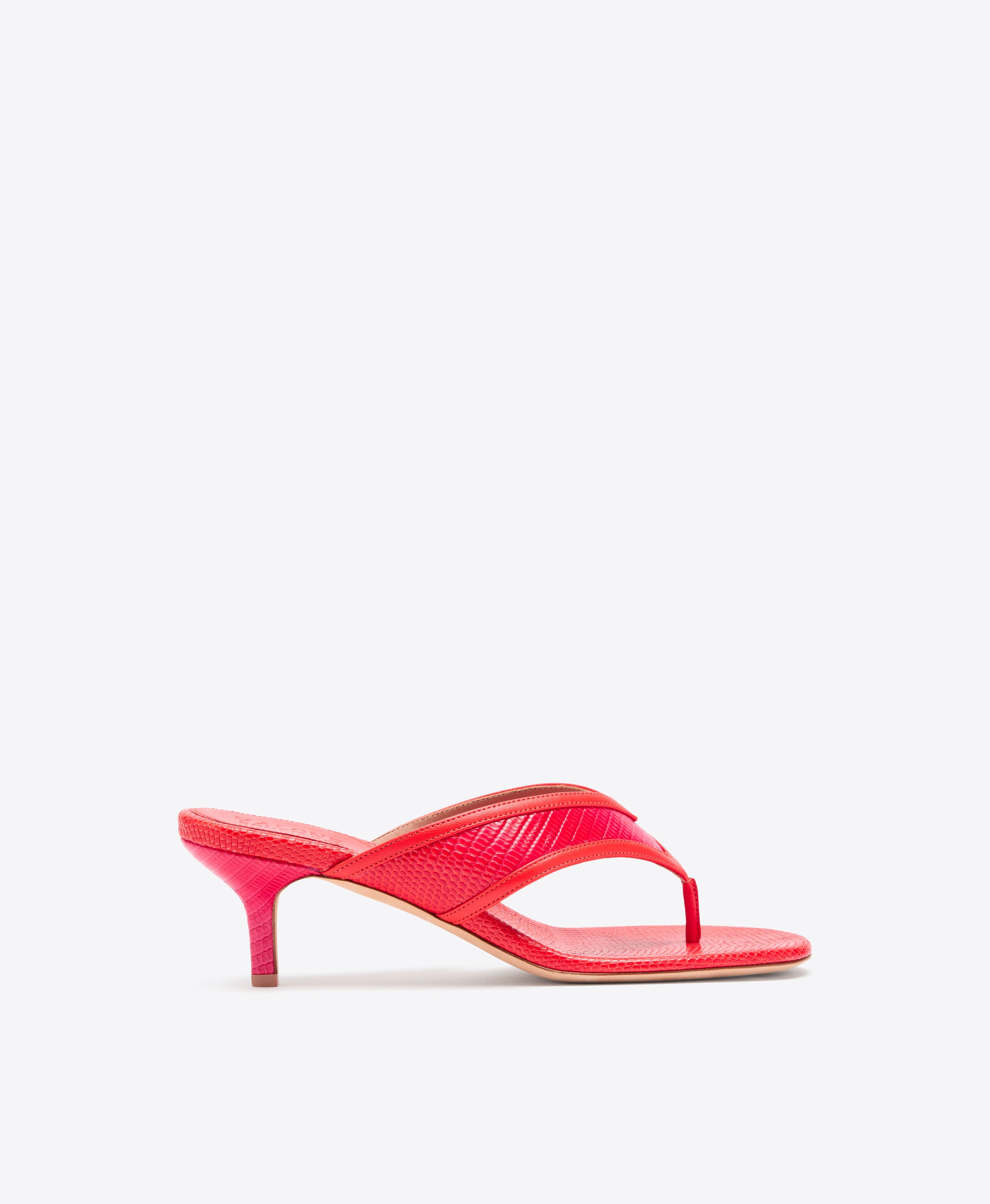 Koko 45 & Pink Embossed Leather Thong Sandals