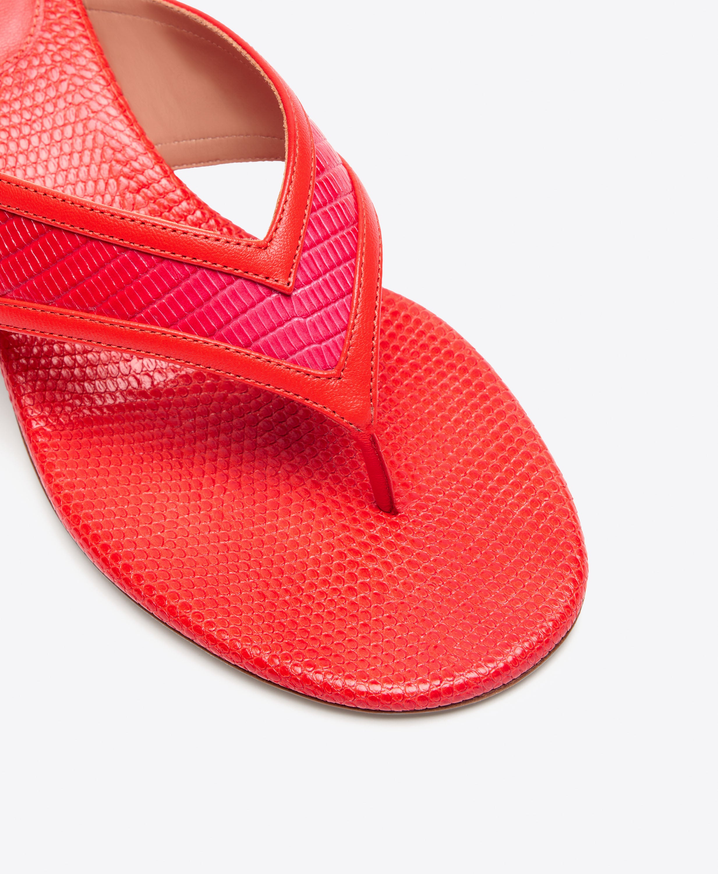 Koko 45 Orange & Pink Embossed Leather Thong Sandals | Malone Souliers
