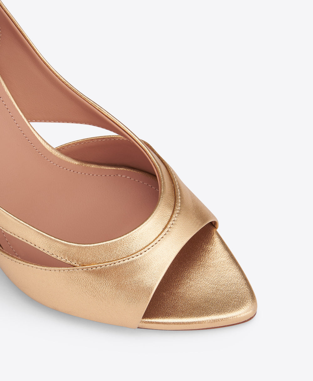 Larsa 90 Gold Leather Slingback Sandals