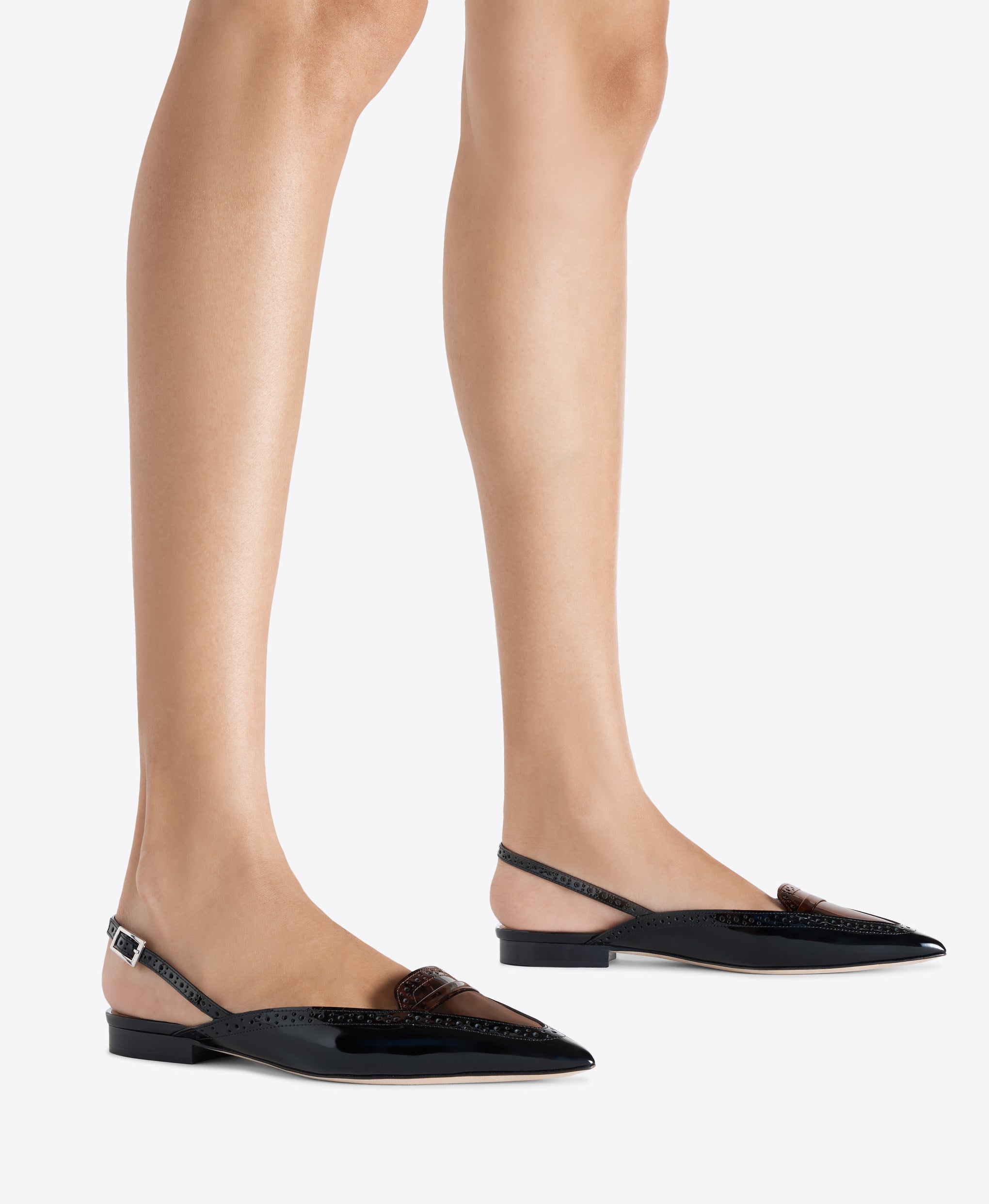 Laurie Black Leopard Patent Flat Slingbacks Malone Souliers