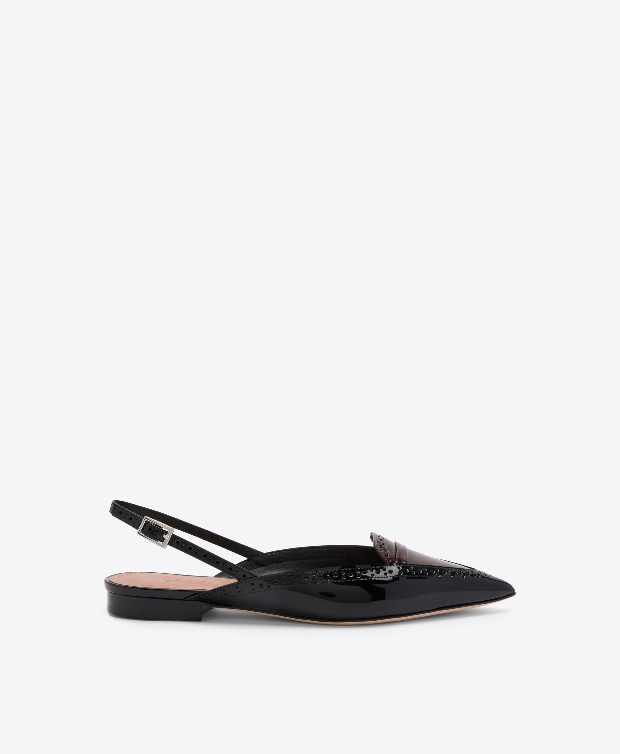 Laurie Black Leopard Patent Flat Slingbacks Malone Souliers