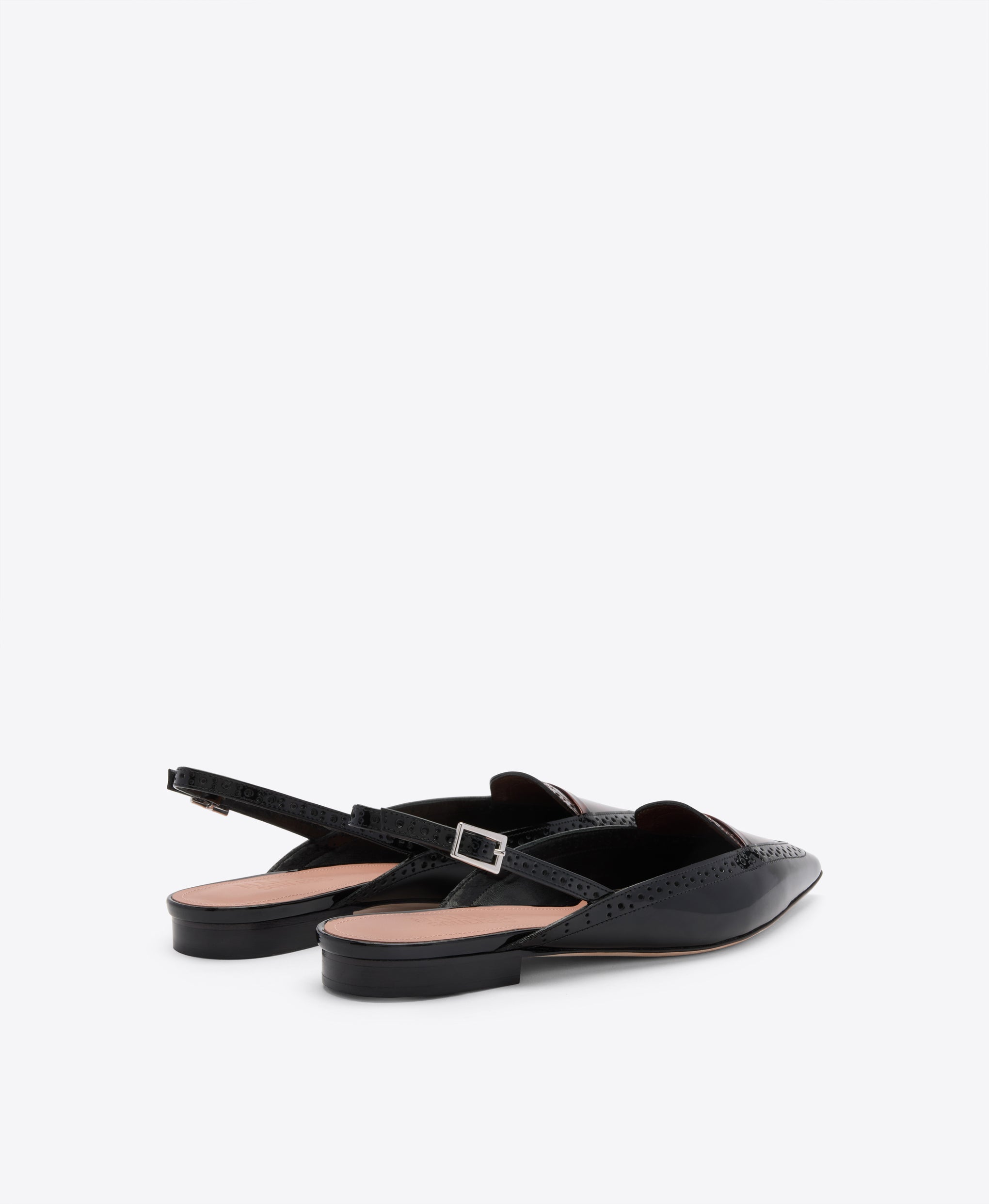 Laurie Black Leopard Patent Flat Slingbacks Malone Souliers
