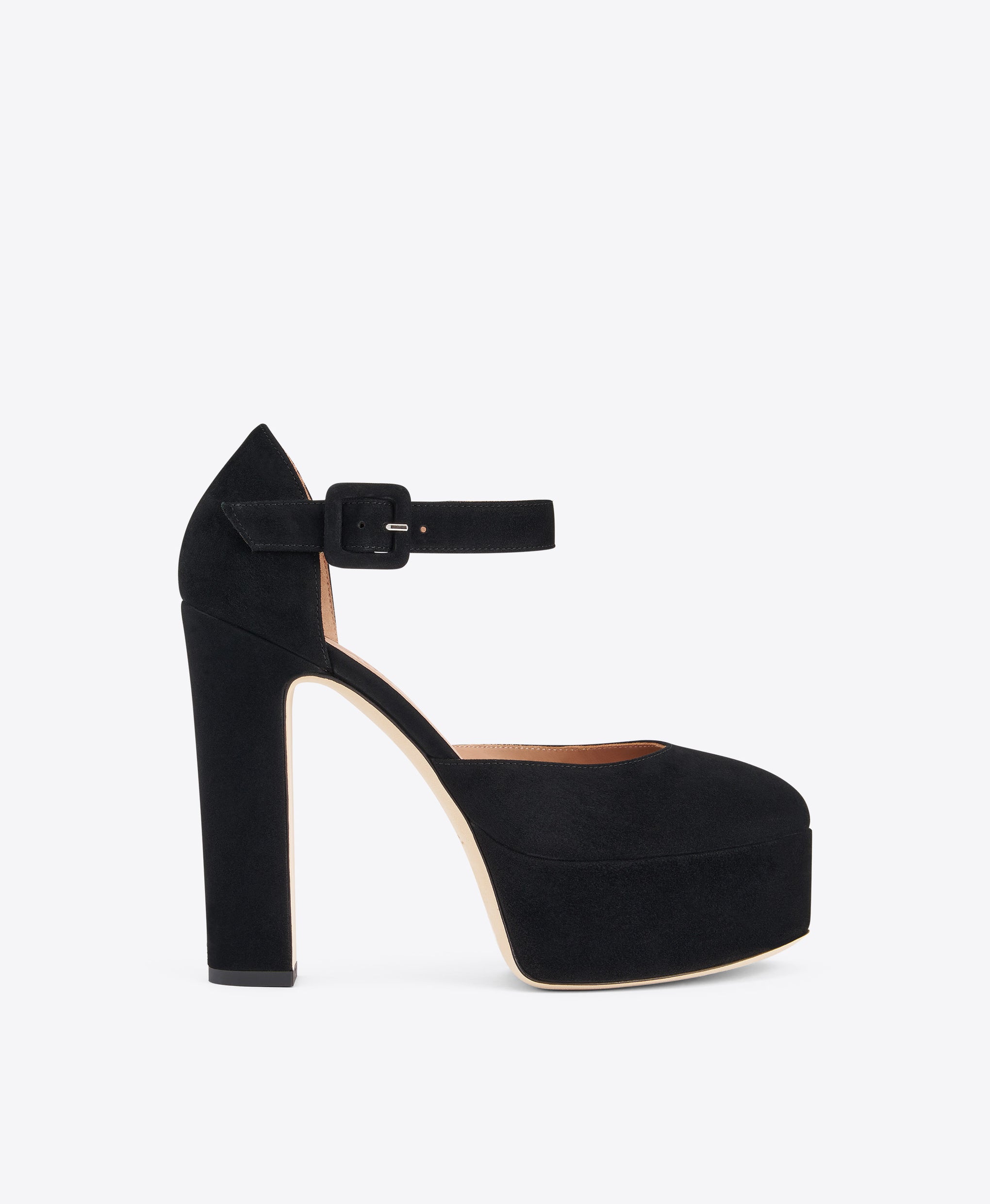 Leila 130 Black Suede Platform Pumps