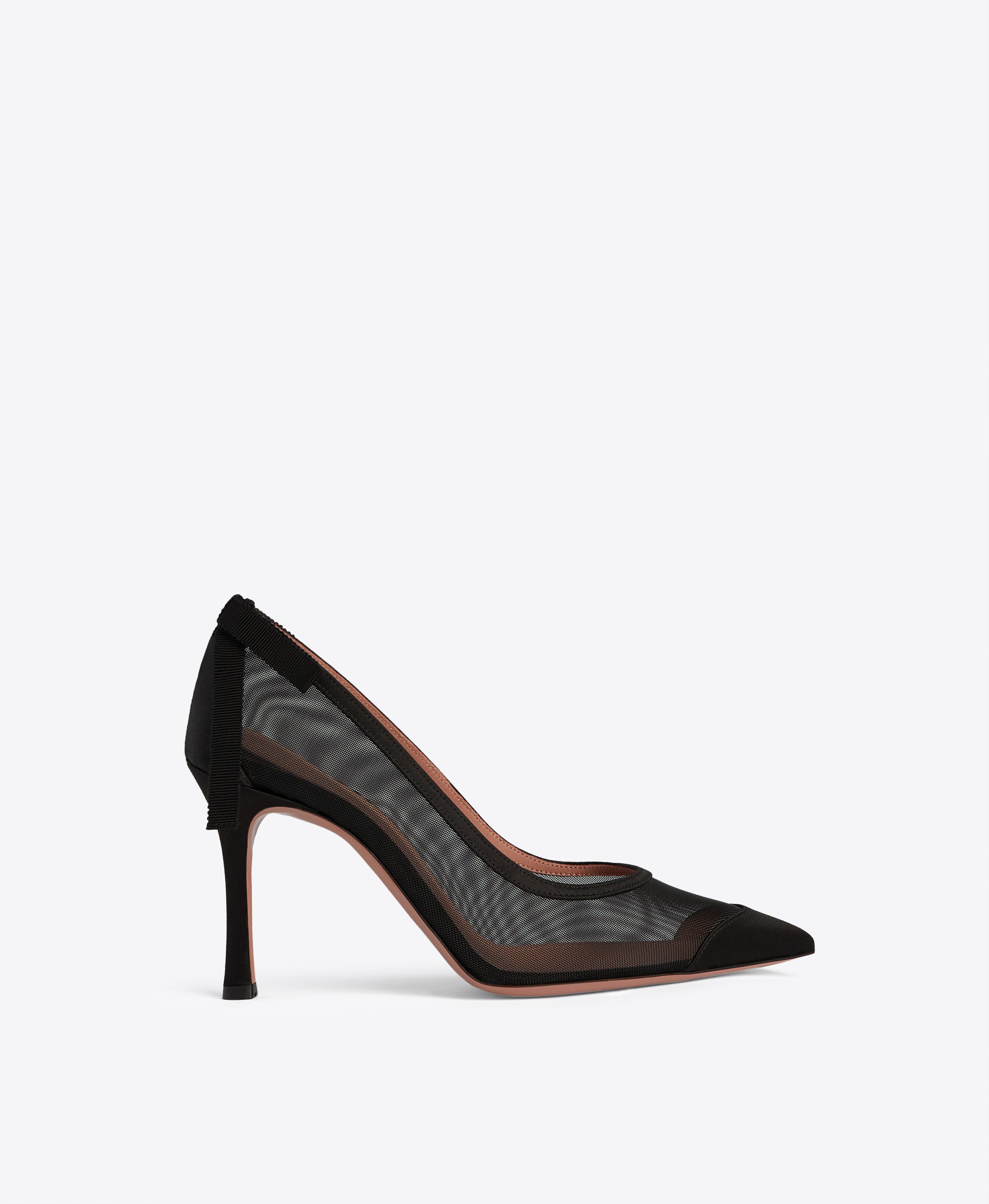 Liberty 90 Black Satin Mesh Heeled Pumps Malone Souliers