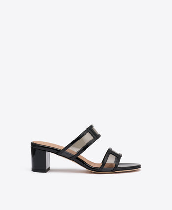 Loulou 45 Black Patent Leather PVC Sandals