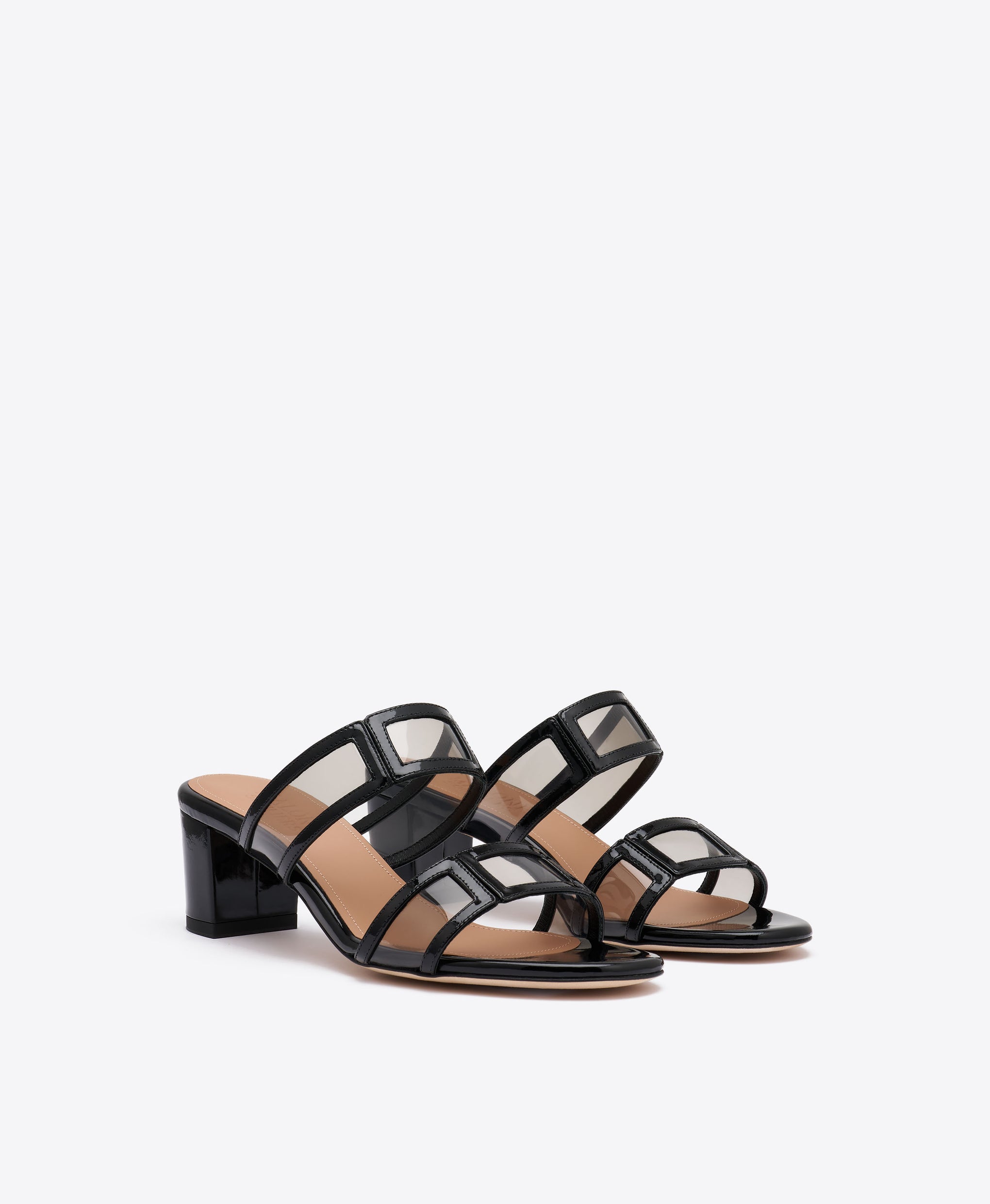Loulou 45 Black PVC Block Heel Sandals Malone Souliers