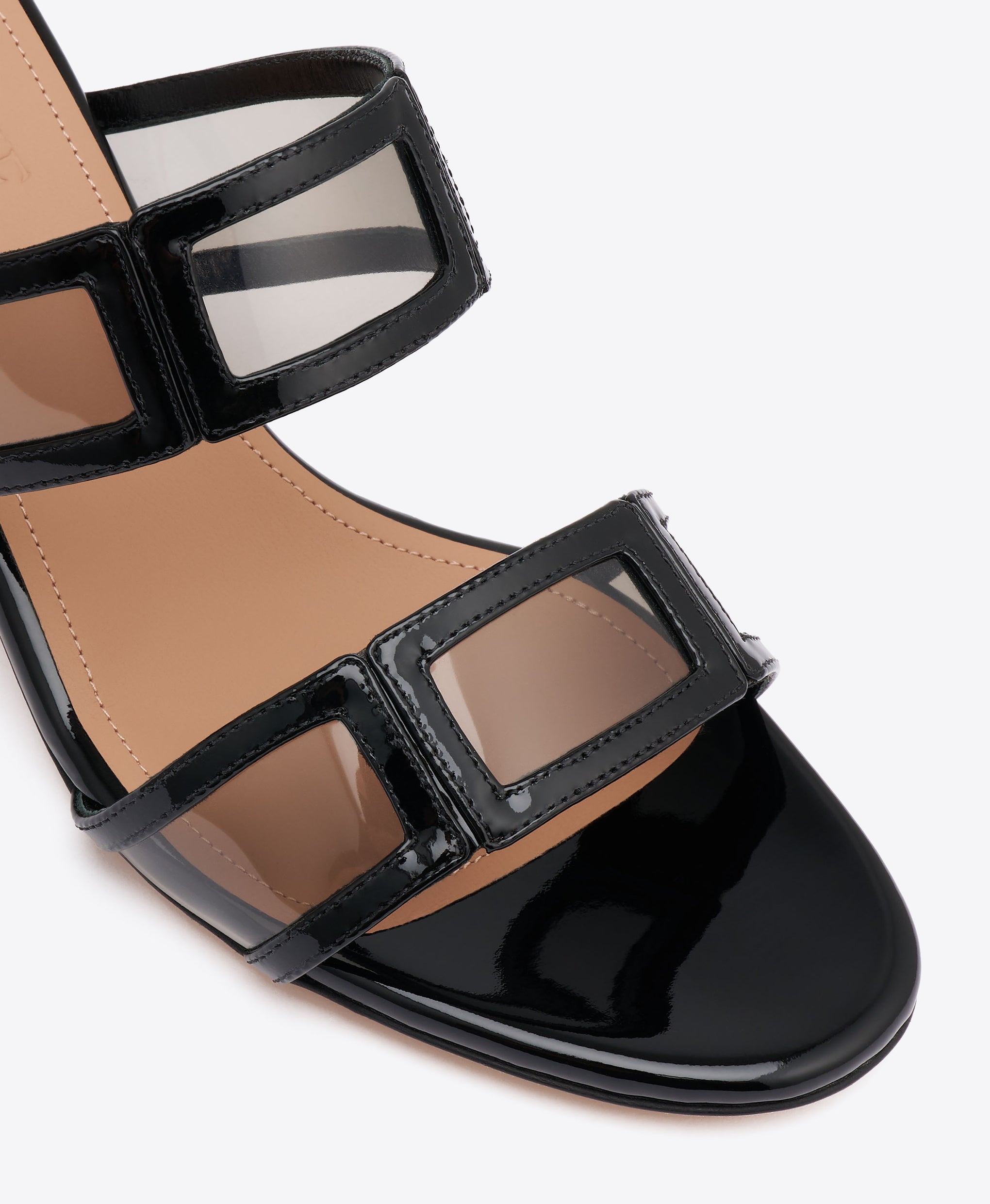 Loulou 45 Black PVC Block Heel Sandals Malone Souliers