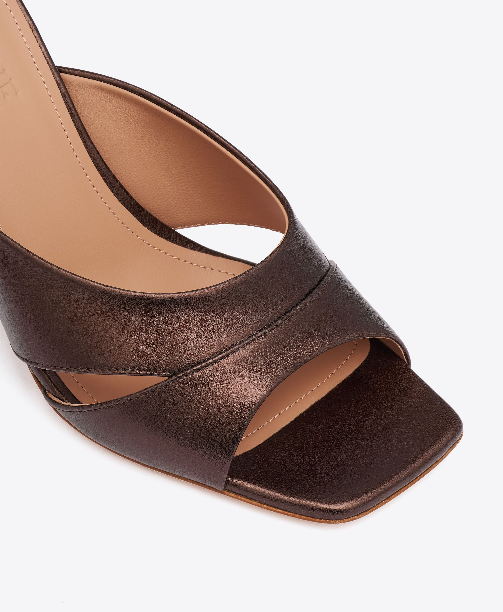 Lourdes 85 Dark Brown Metallic Leather Wedge Sandals Malone Souliers