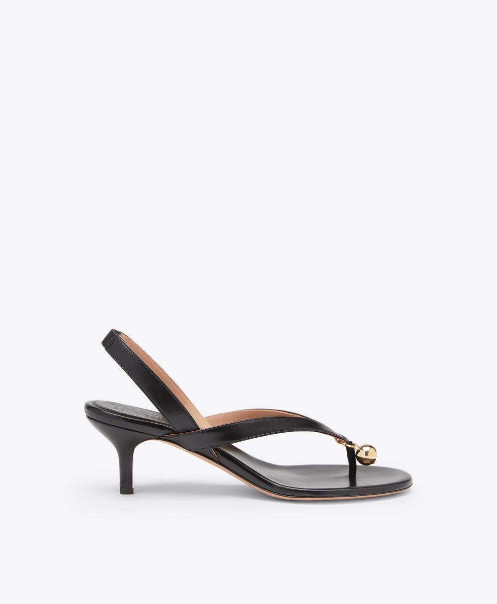 Lucie 45 Black Leather Heeled Sandal Malone Souliers