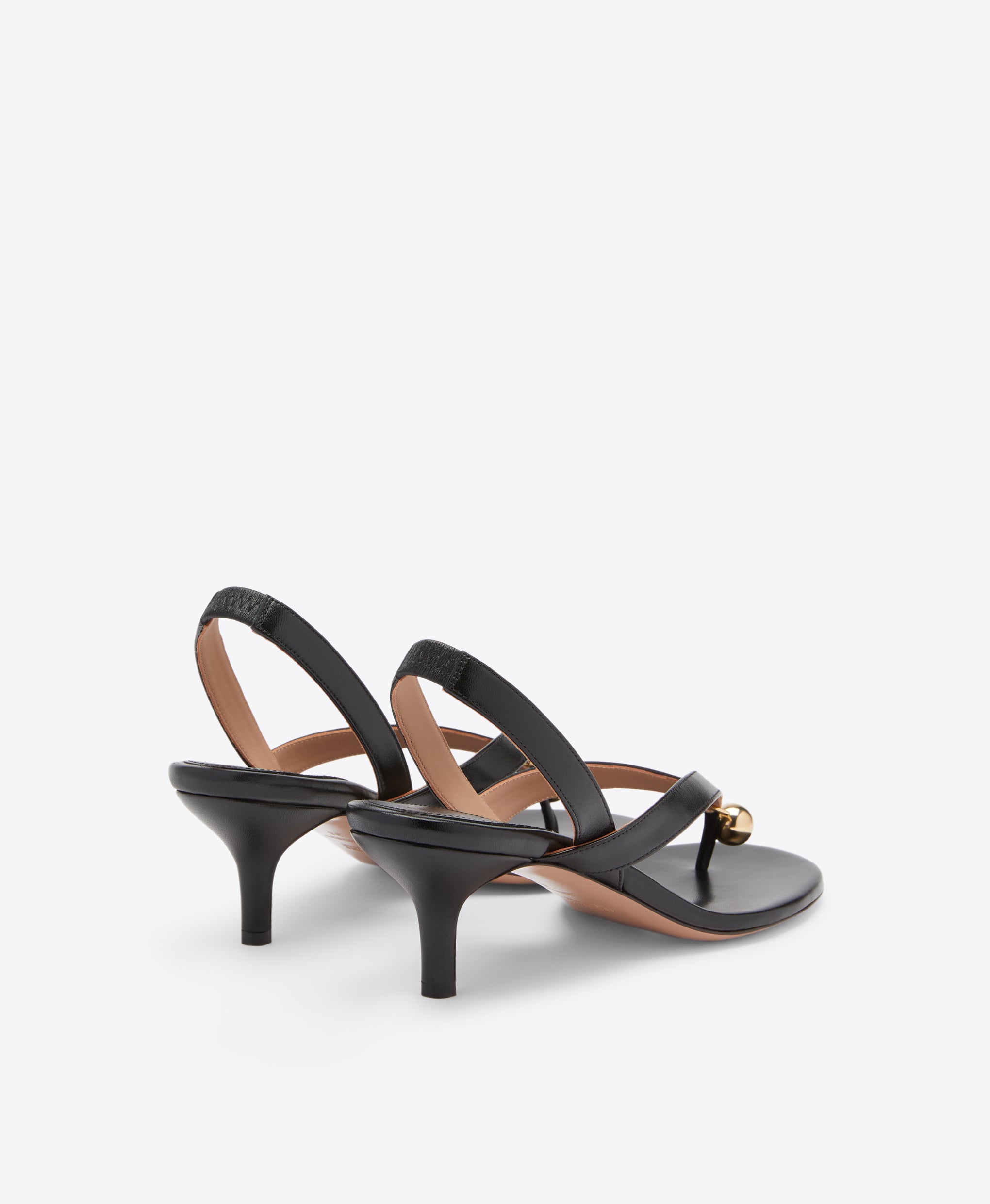 Lucie 45 Black Leather Heeled Sandal Malone Souliers