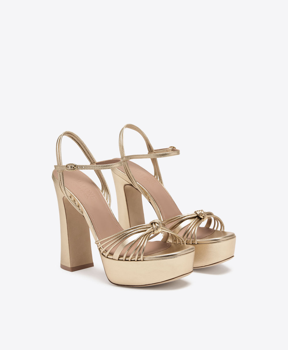 Lucille 125 Gold Metallic Leather Platform Sandals Malone Souliers