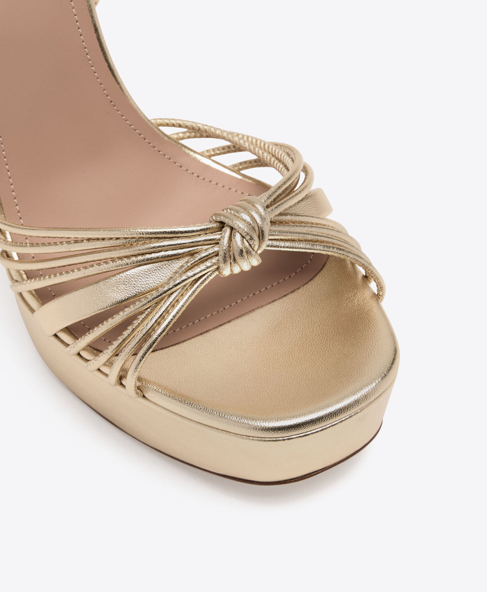 Lucille 125 Gold Metallic Leather Platform Sandals Malone Souliers
