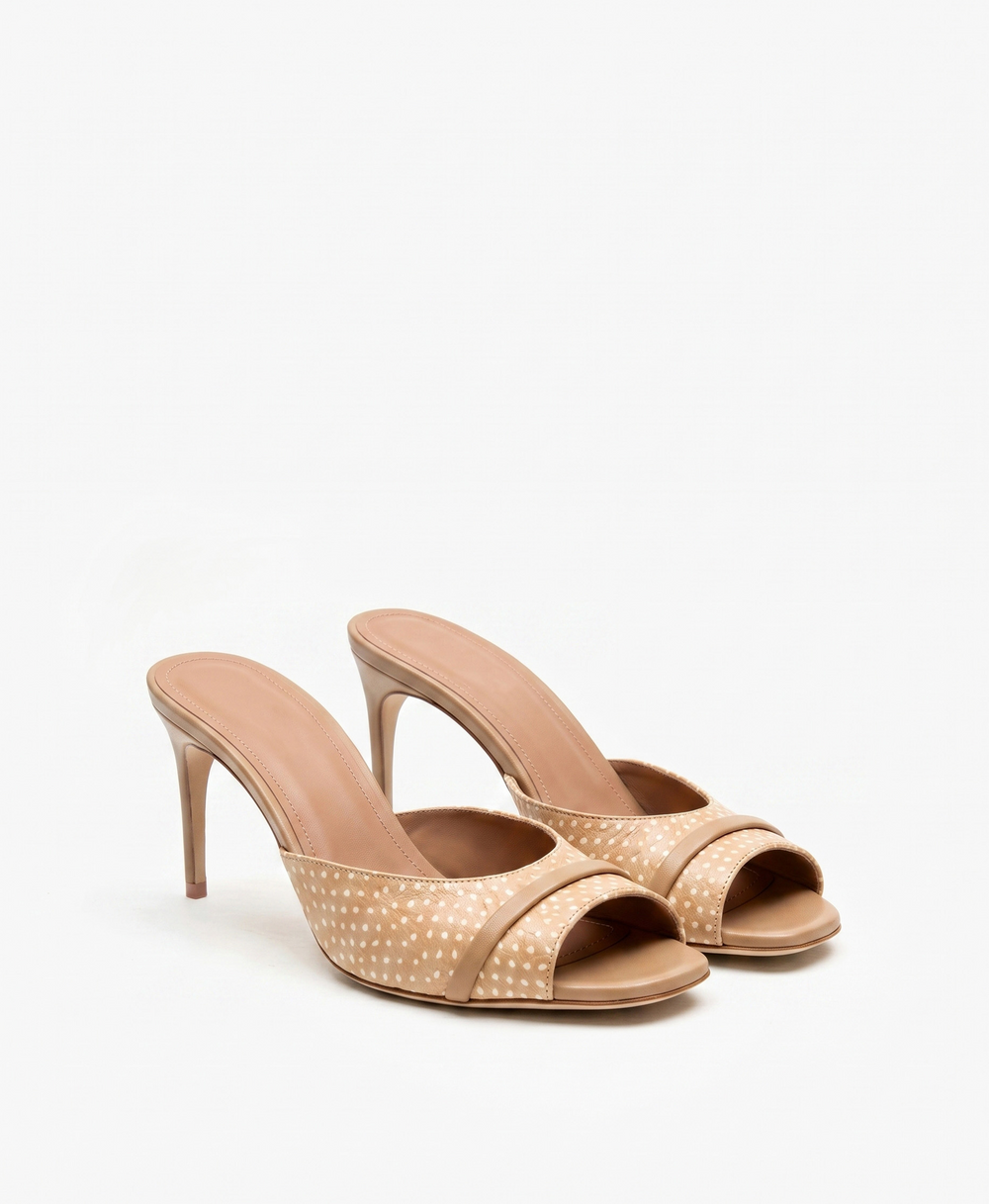 Lumi 70 Beige Polka Dot Leather Sandals