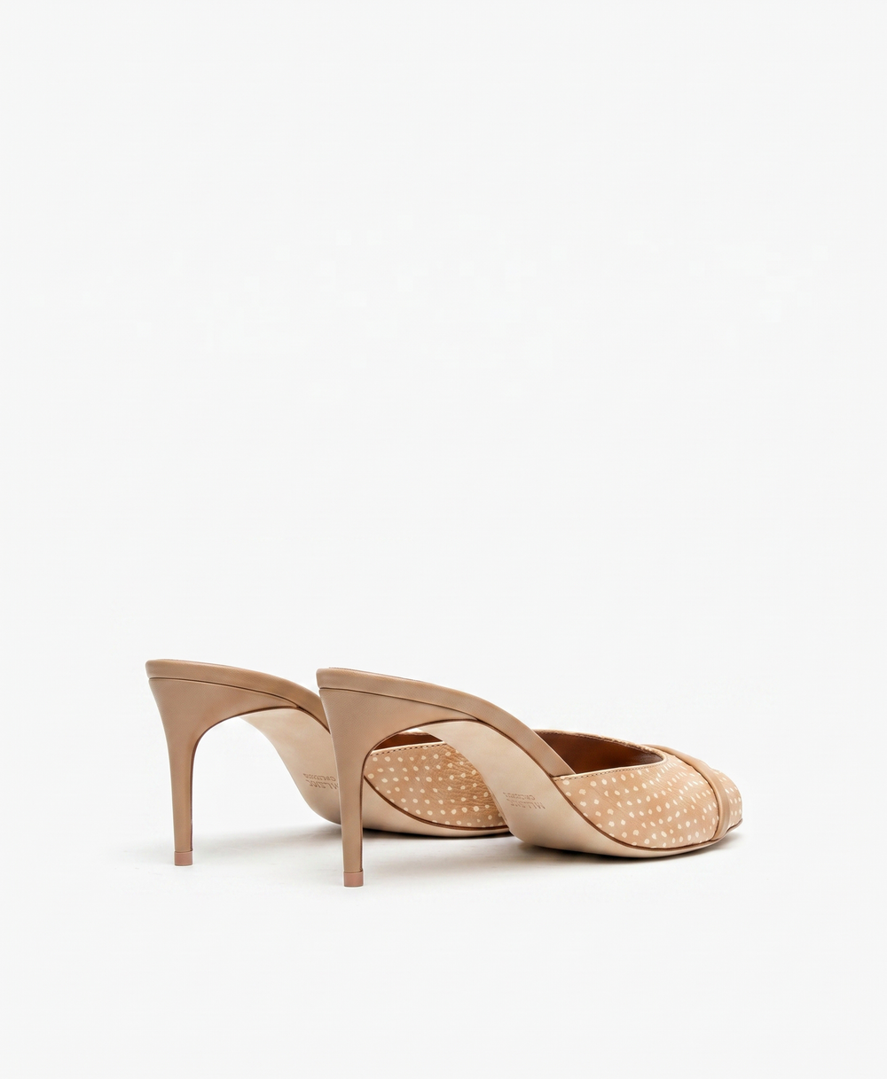 Lumi 70 Beige Polka Dot Leather Sandals