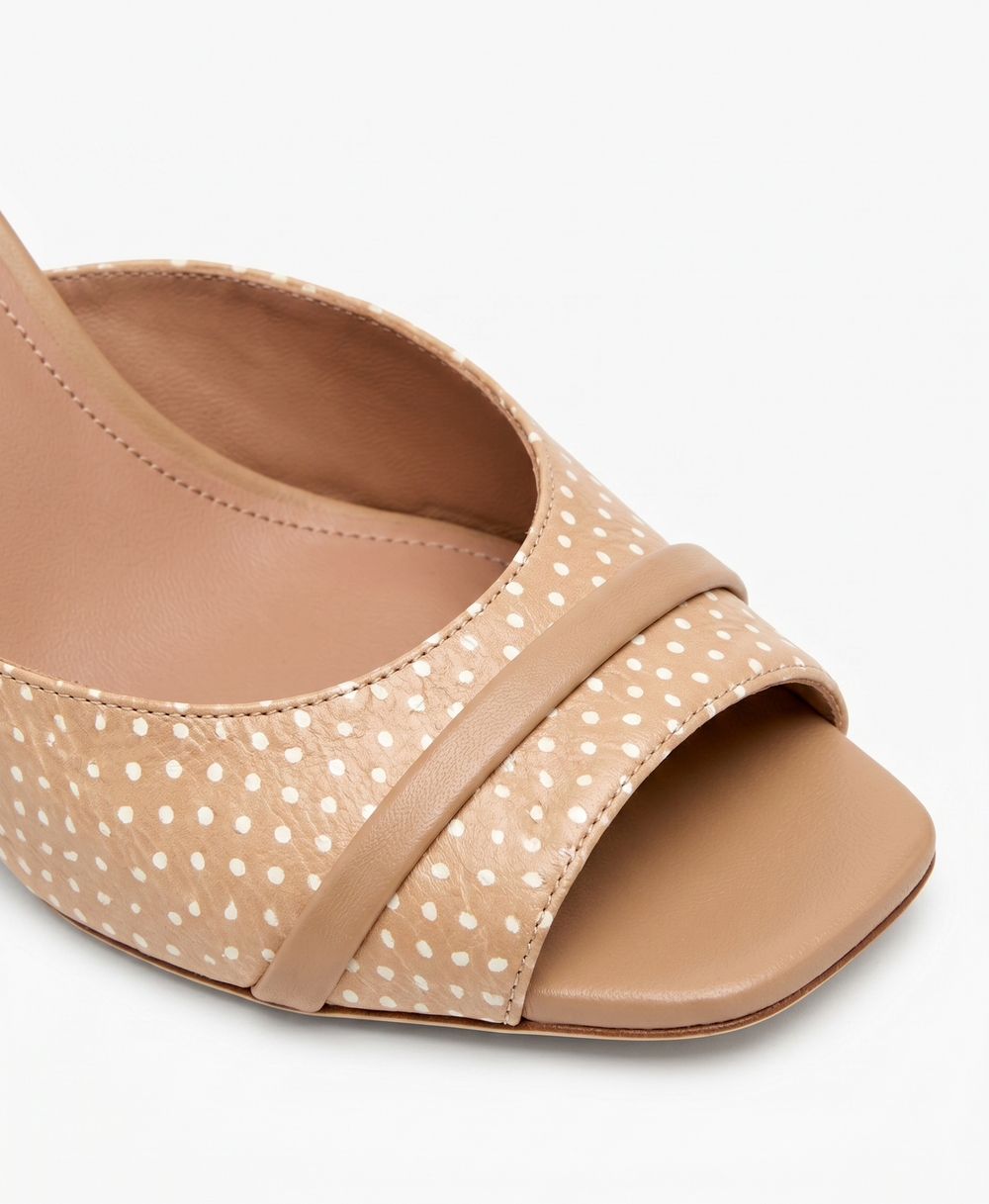 Lumi 70 Beige Polka Dot Leather Sandals