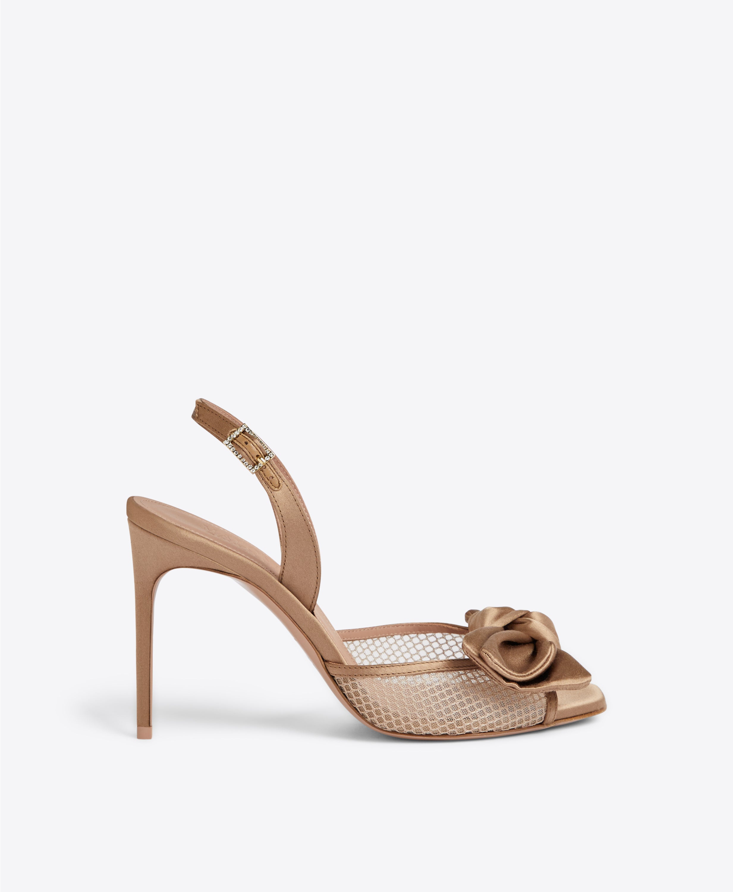 Brown Jama 45 satin slingback pumps | Malone Souliers | MATCHES UK