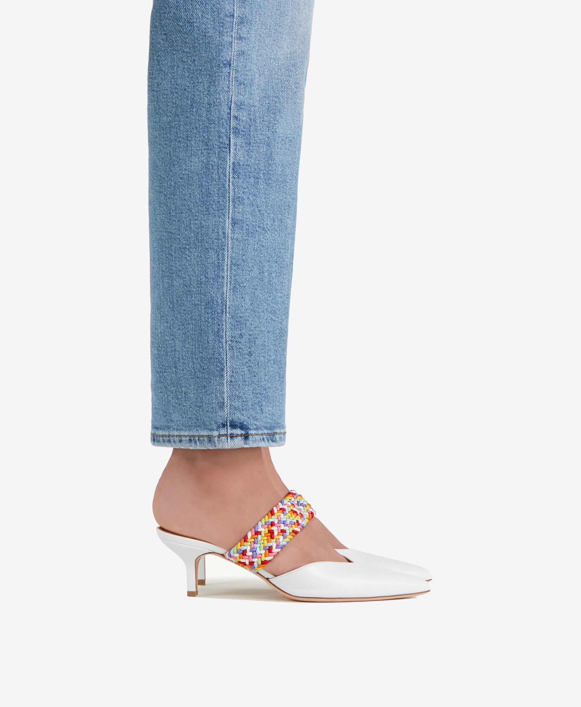 Maisie 45 - White Leather Kitten Heel