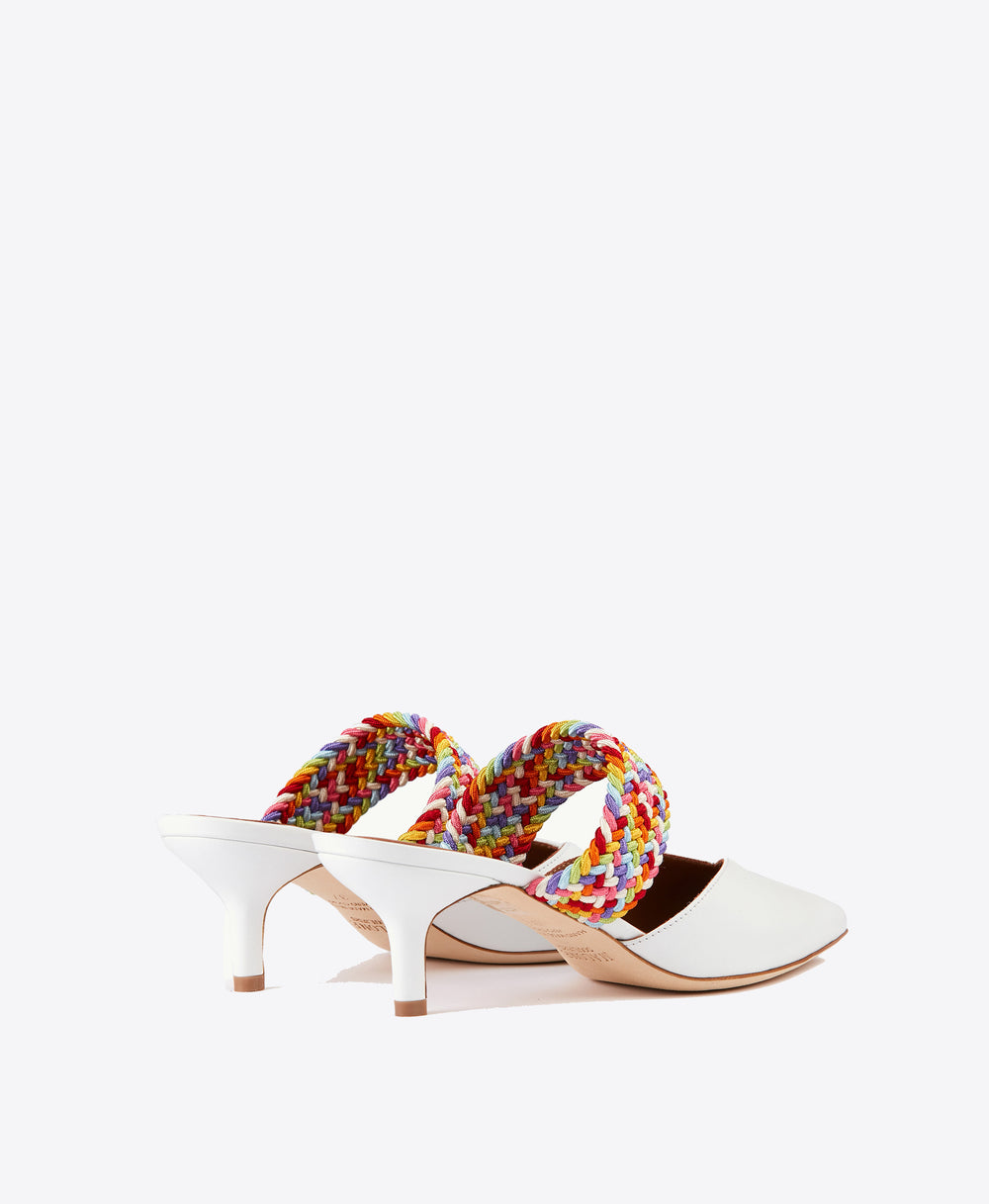 Maisie 45 - White Leather Kitten Heel