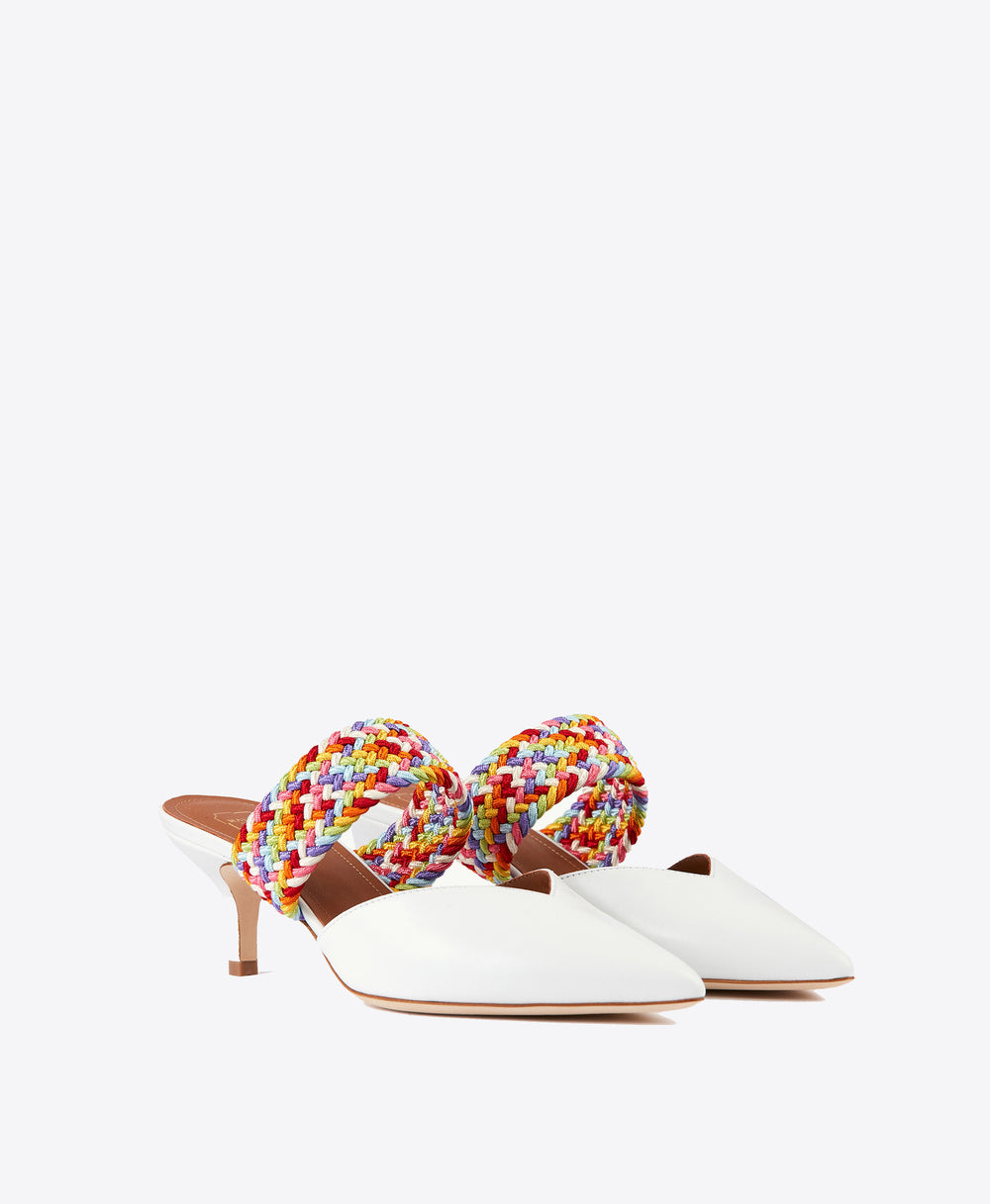 Maisie 45 - White Leather Kitten Heel