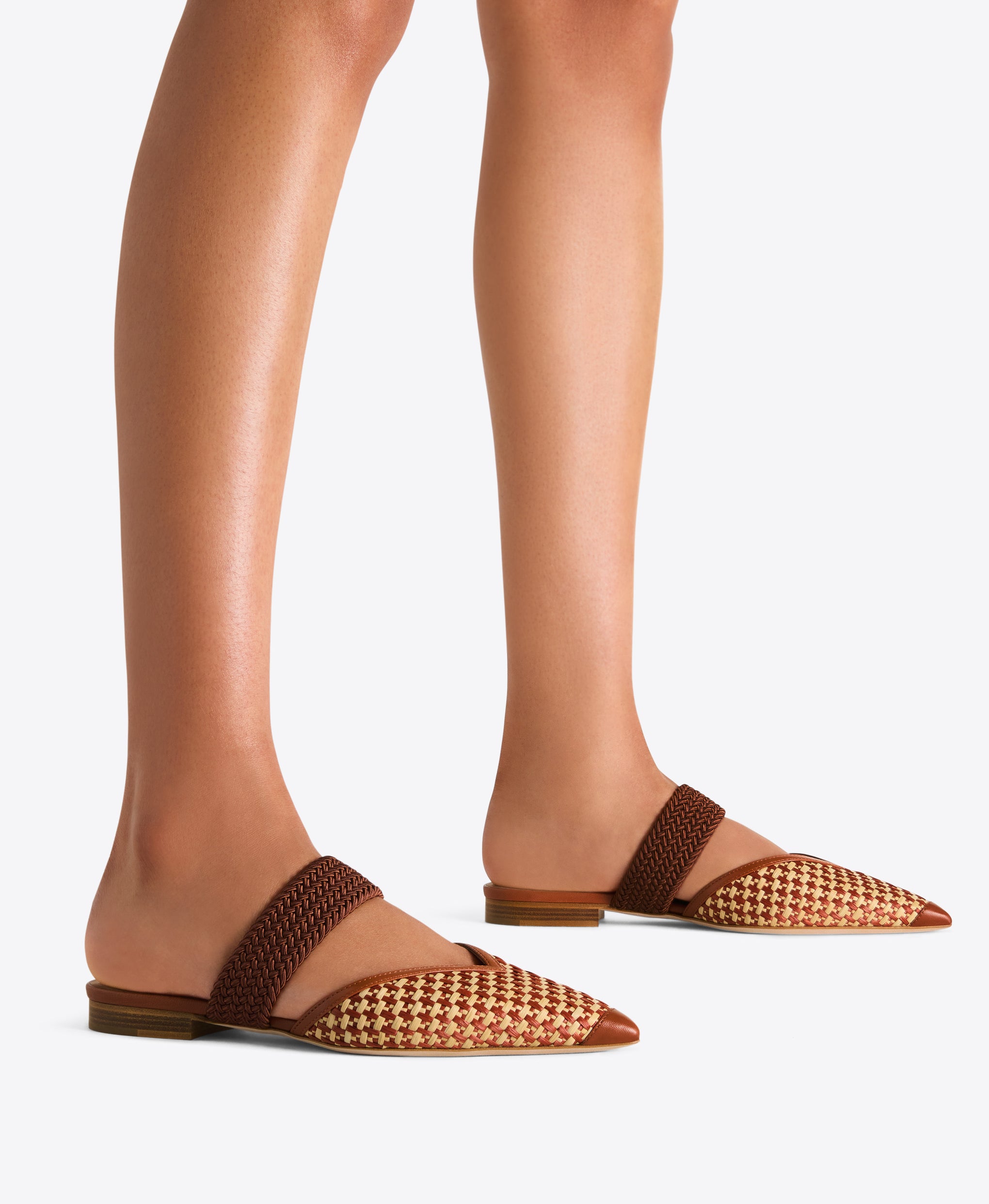 Manu Flat Tan Raffia Pointed Toe Flats Malone Souliers