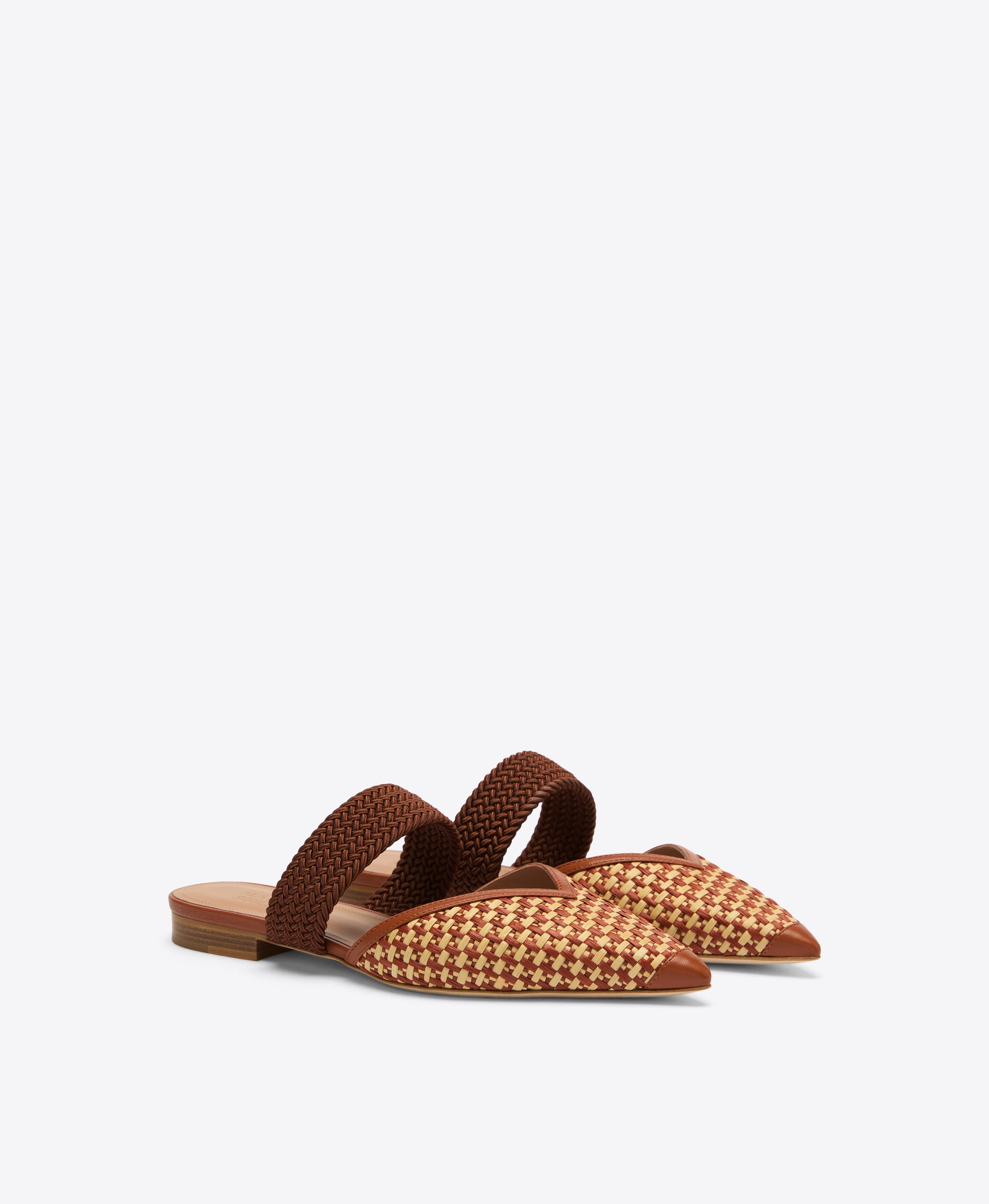 Manu Flat Tan Raffia Pointed Toe Flats Malone Souliers
