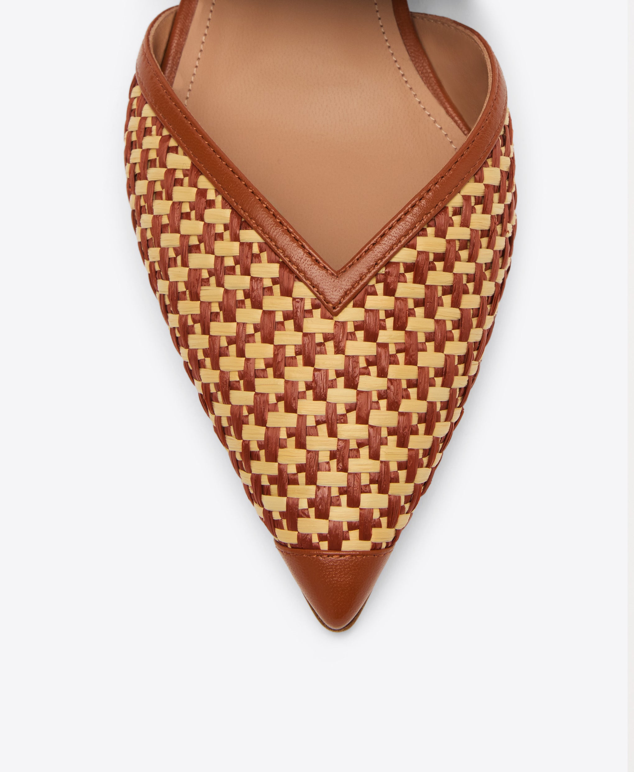 Manu Flat Tan Raffia Pointed Toe Flats Malone Souliers